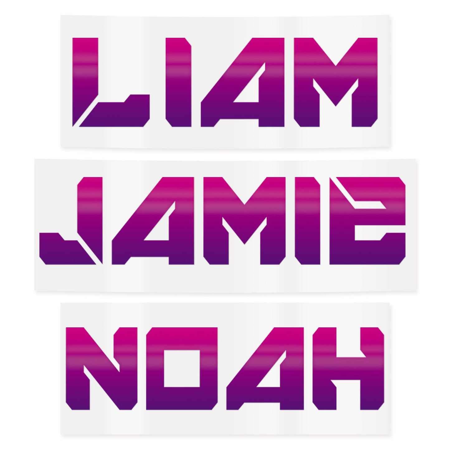 Personalised Name Sticker | Pink & Purple Gradient Vinyl Decal | Custom Gamer Style Waterproof Water Bottle Label