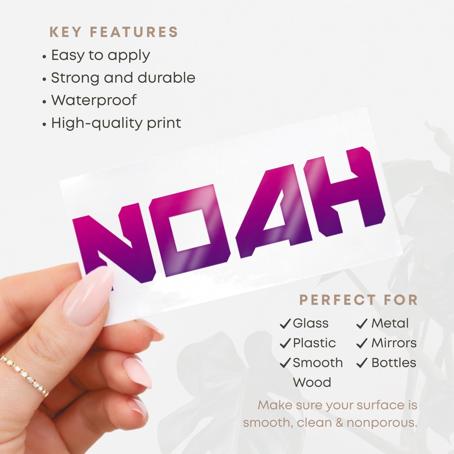 Personalised Name Sticker | Pink & Purple Gradient Vinyl Decal | Custom Gamer Style Waterproof Water Bottle Label