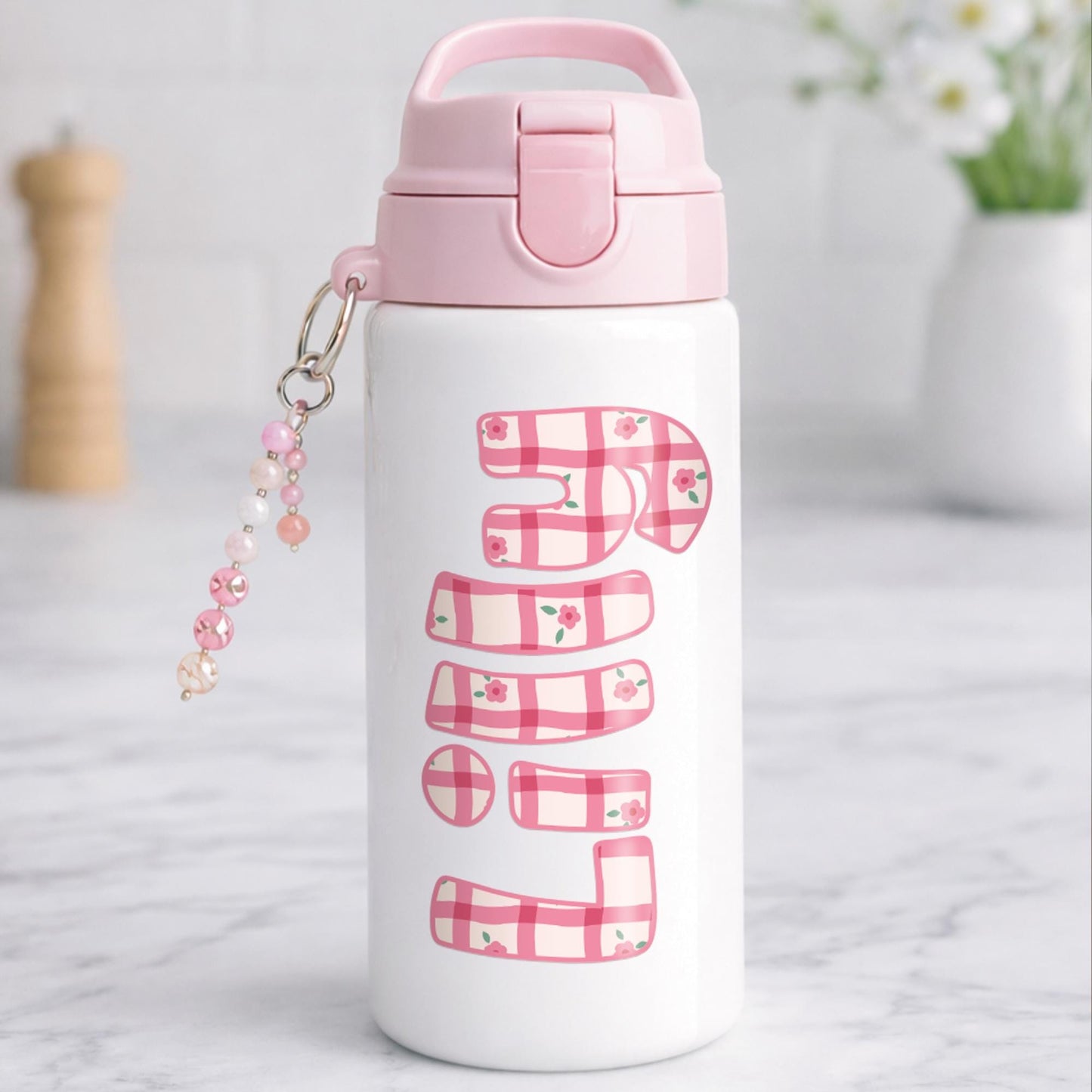 Personalised Coquette Name Sticker | Custom Pink Preppy Aesthetic Vinyl Decal for Bottle Phone Laptop