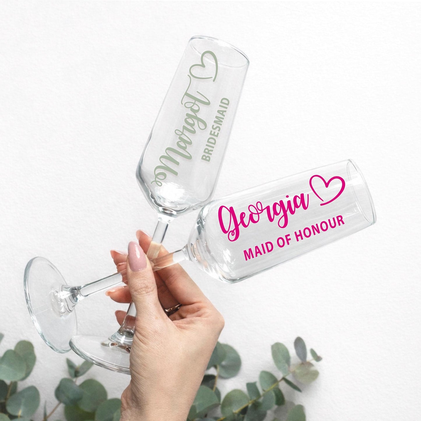 Personalised Wedding Champagne Glass Decal, Bridesmaid Name Sticker, Maid of Honour Glass Sticker, Custom Bridal Party Prosecco Flute Decal