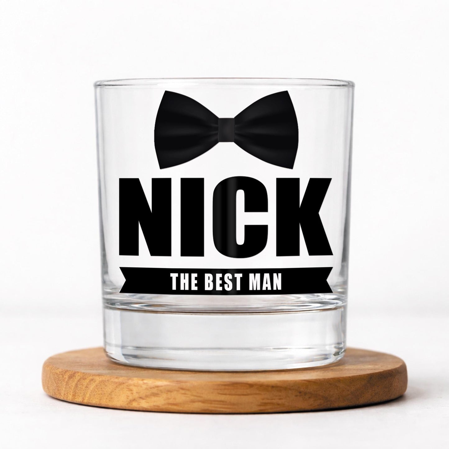 Personalised Wedding Role Vinyl Decal | Custom Groomsmen Whiskey Glass Sticker | Gift for Best Man & Groomsmen | Wedding Glass Bow Tie Decal