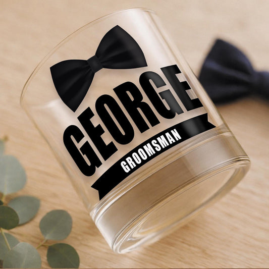 Personalised Wedding Role Vinyl Decal | Custom Groomsmen Whiskey Glass Sticker | Gift for Best Man & Groomsmen | Wedding Glass Bow Tie Decal