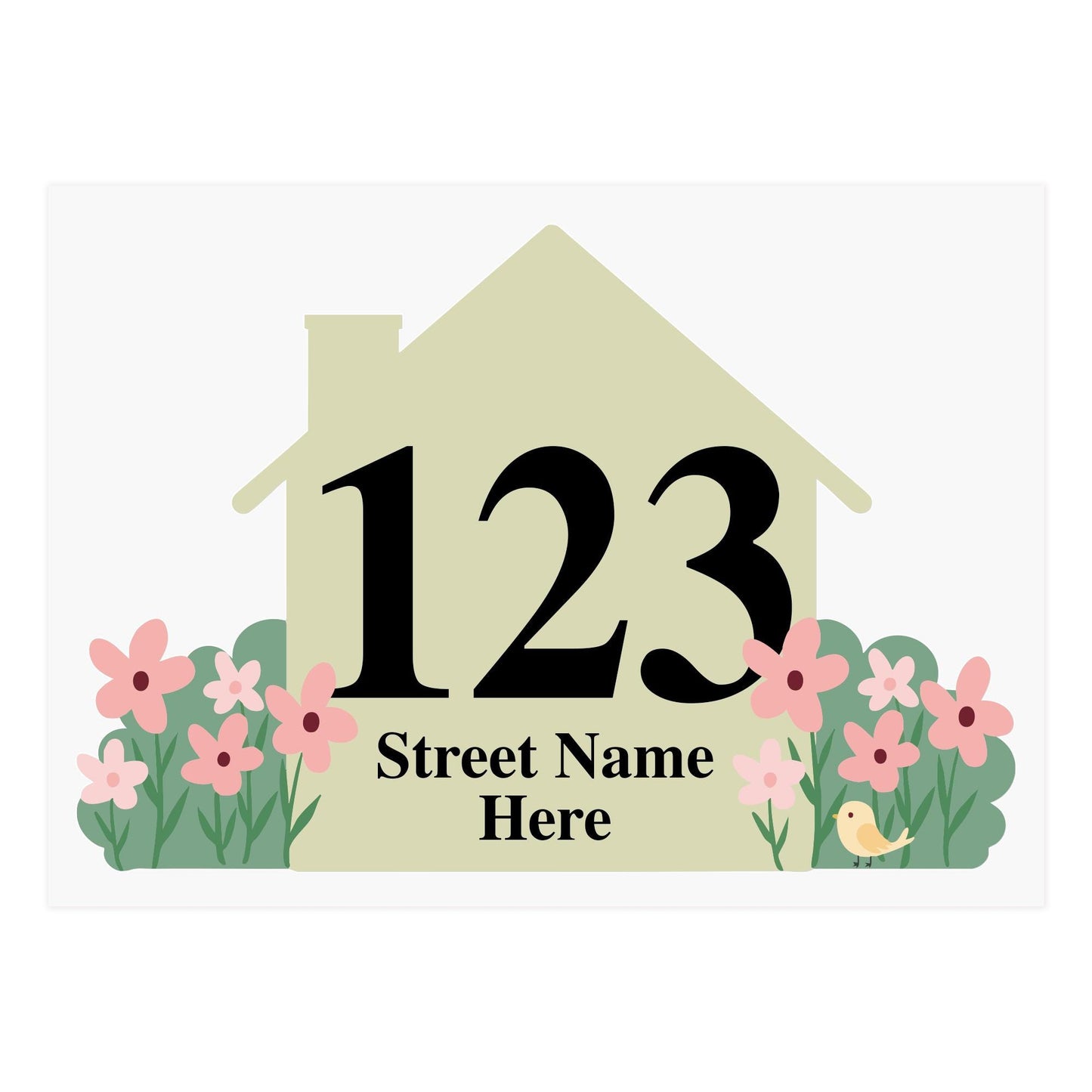 Personalised Wheelie Bin Sticker | Custom House Number & Street Name Bin Decal | Floral House Address Sticker | Wheelie Bin Label