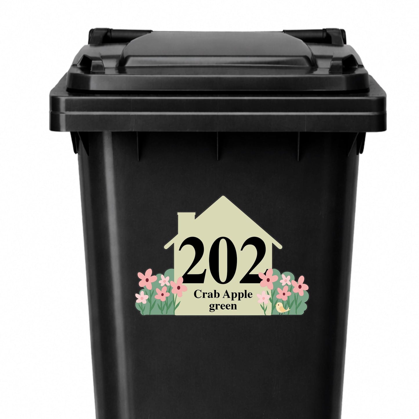 Personalised Wheelie Bin Sticker | Custom House Number & Street Name Bin Decal | Floral House Address Sticker | Wheelie Bin Label