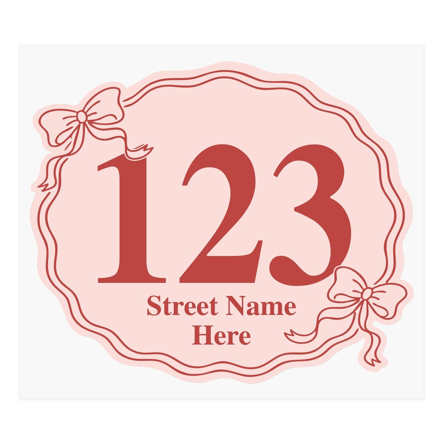 Personalised Wheelie Bin Sticker | Coquette Bow Bin Label | Cute Custom House Number Bin Decal | Custom Street Name Outdoor Bin Sticker