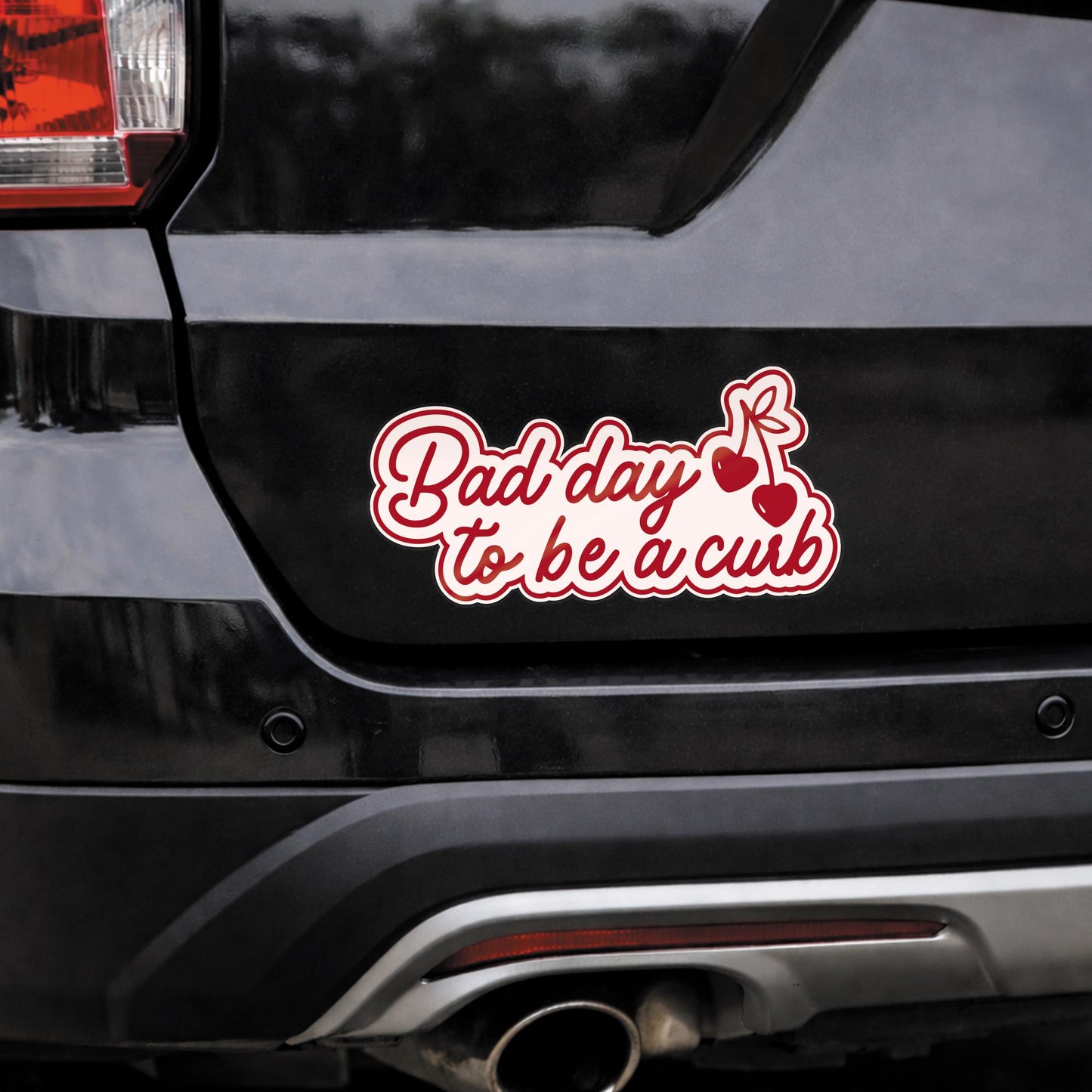 Funny Bumper Sticker - Bad Day to Be a Curb | Cute Cherry Vinyl Decal | Girly Aesthetic Car Accessory | Driving Gift | Car Sticker For Her