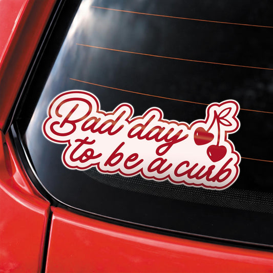 Funny Bumper Sticker - Bad Day to Be a Curb | Cute Cherry Vinyl Decal | Girly Aesthetic Car Accessory | Driving Gift | Car Sticker For Her