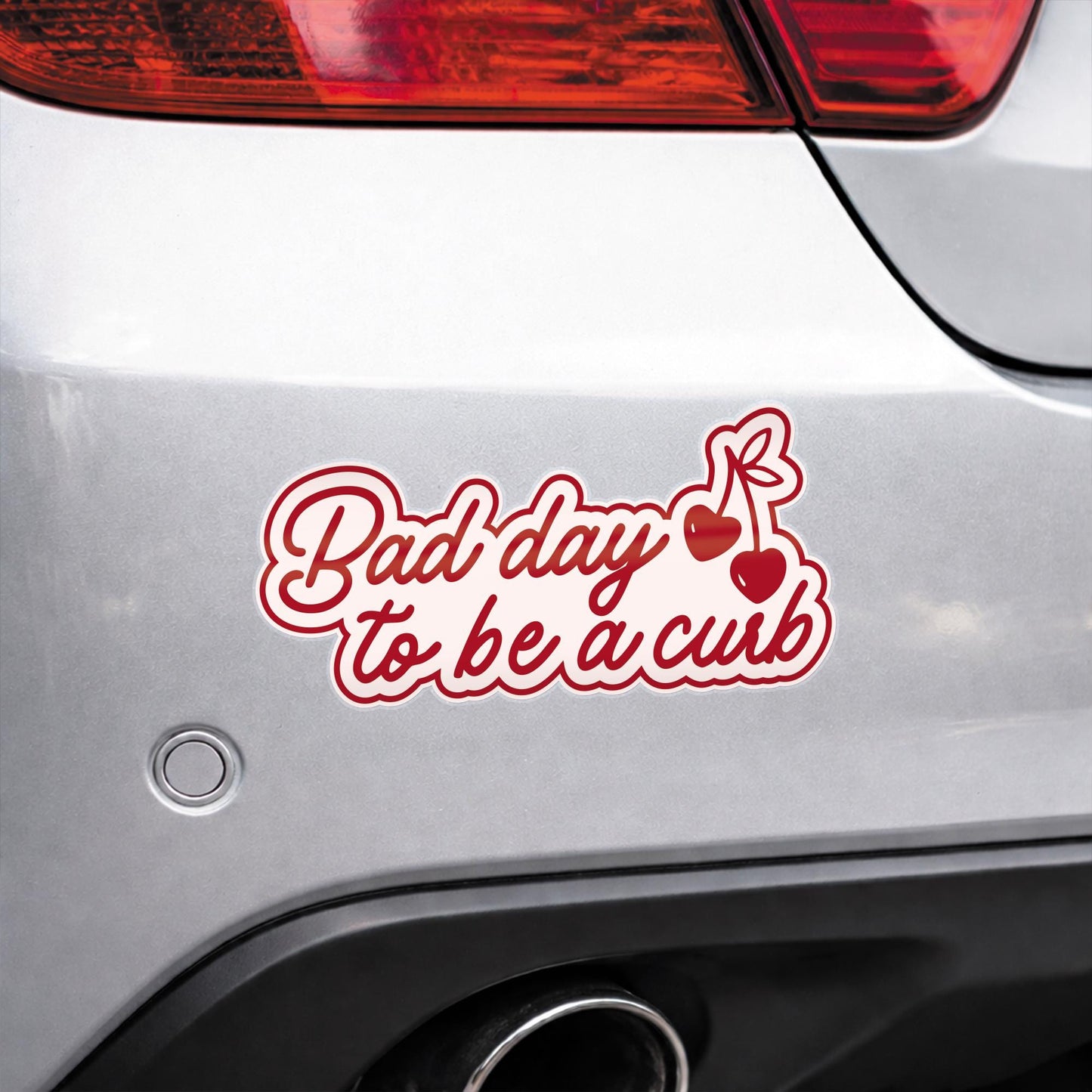 Funny Bumper Sticker - Bad Day to Be a Curb | Cute Cherry Vinyl Decal | Girly Aesthetic Car Accessory | Driving Gift | Car Sticker For Her