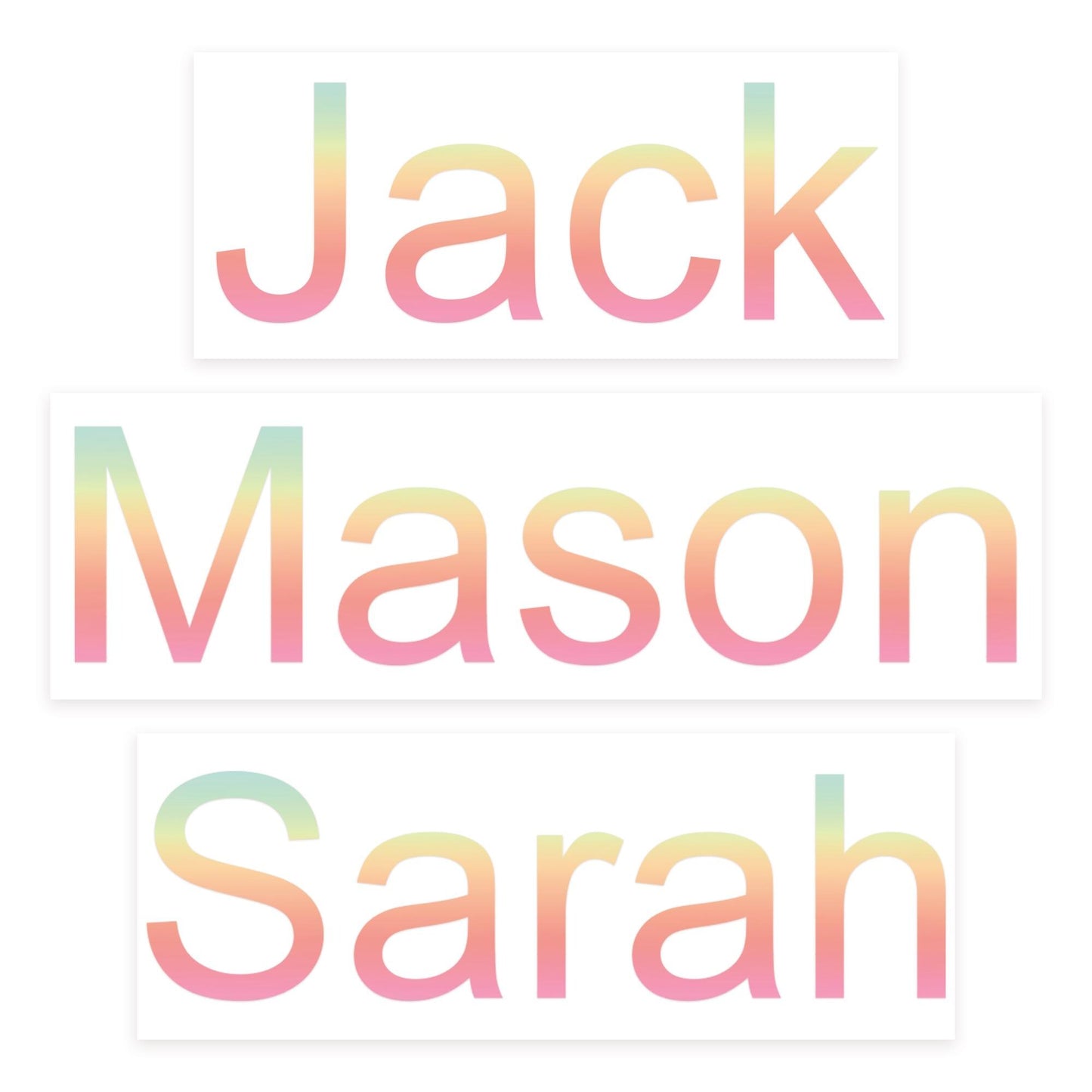 Personalised Name Sticker | Custom Vinyl Pastel Fade Gradient Name Decal | Waterproof Rainbow Name Label