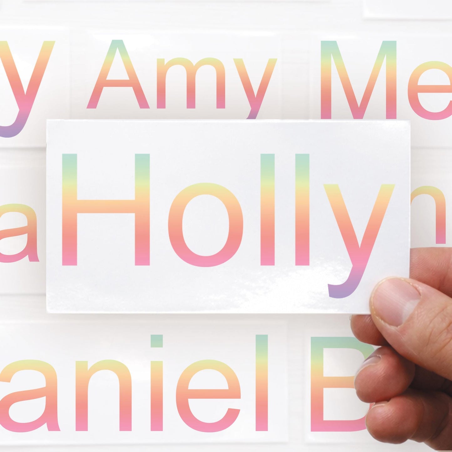 Personalised Name Sticker | Custom Vinyl Pastel Fade Gradient Name Decal | Waterproof Rainbow Name Label