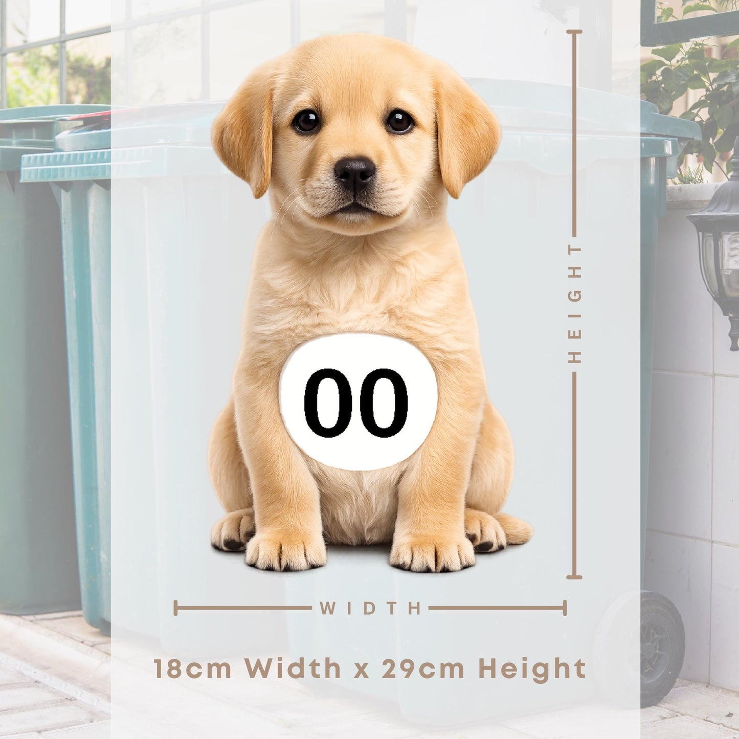 Personalised Wheelie Bin Sticker | Cute Labrador House Number Bin Decal | Dog Waterproof Vinyl Dustbin Label