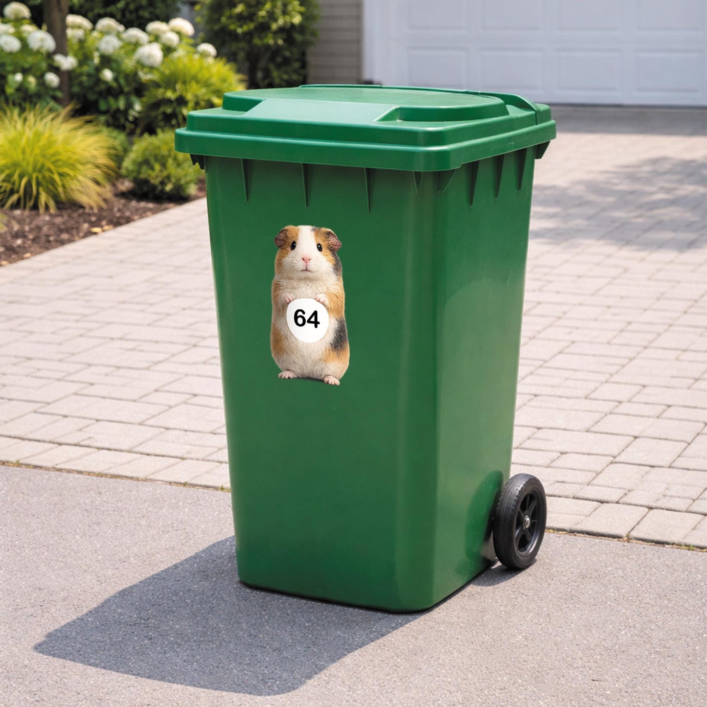 Personalised Wheelie Bin Sticker | Guinea Pig House Number Decal | Waterproof Outdoor Dustbin Label