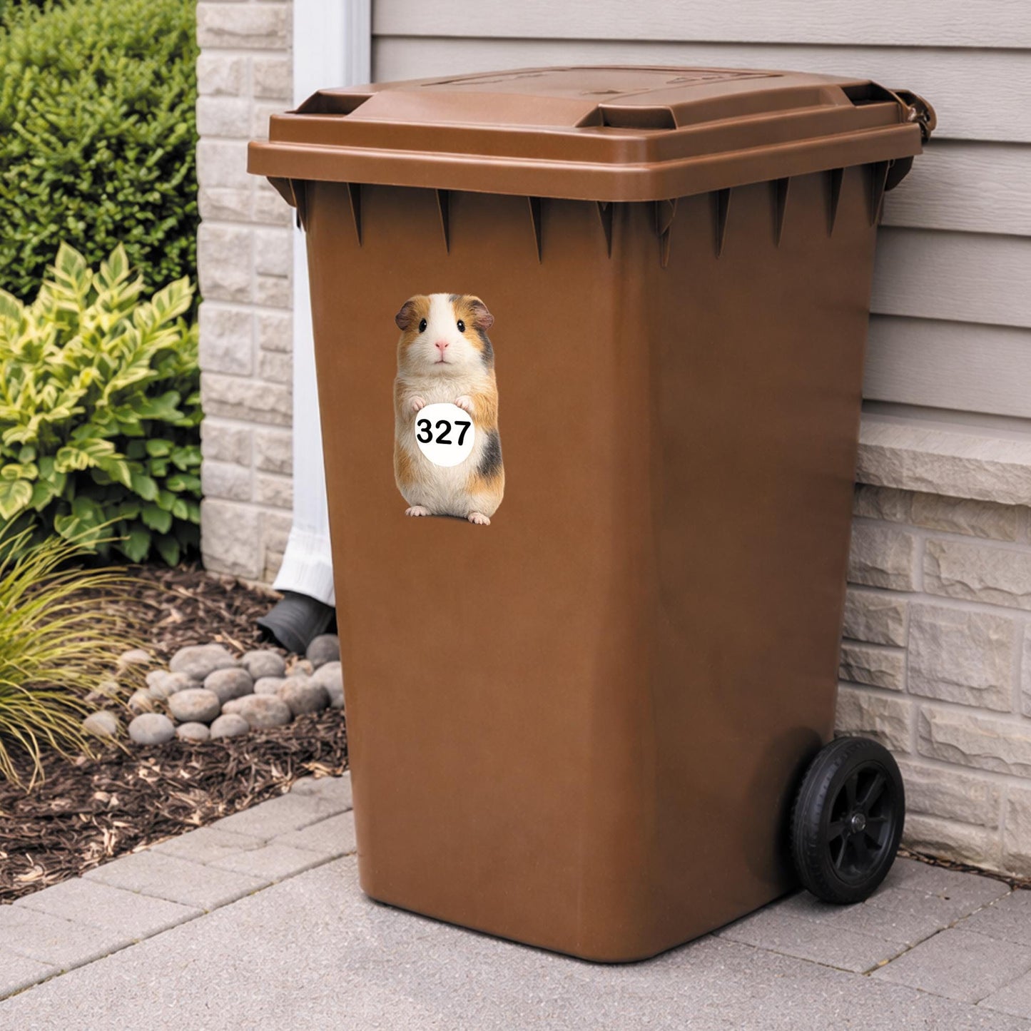 Personalised Wheelie Bin Sticker | Guinea Pig House Number Decal | Waterproof Outdoor Dustbin Label