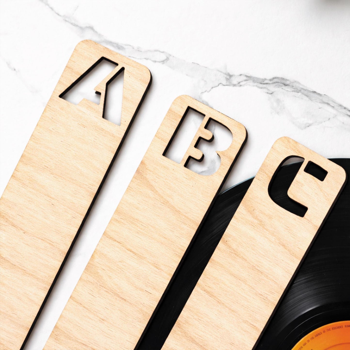 Vertical Vinyl Record Dividers for Crates | Wooden Alphabet LP Organisers | AZ Album Filing Tabs for Record Storage | Music Gift