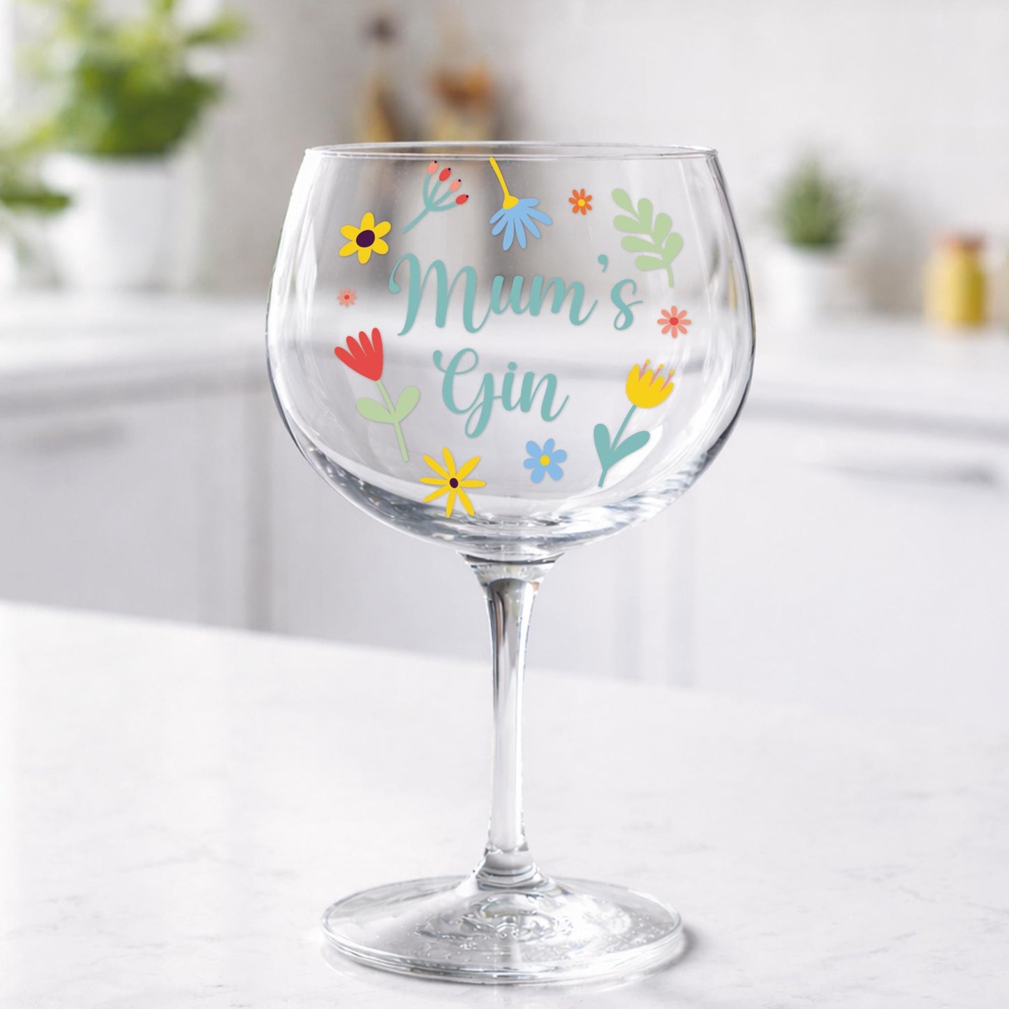 Gift for Mum | Mums Gin Sticker | Floral Vinyl Decal for DIY Gin Glass Mother's Day Present