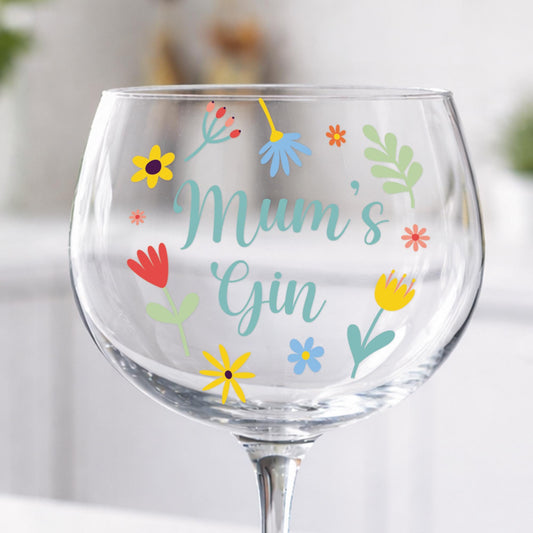 Gift for Mum | Mums Gin Sticker | Floral Vinyl Decal for DIY Gin Glass Mother's Day Present
