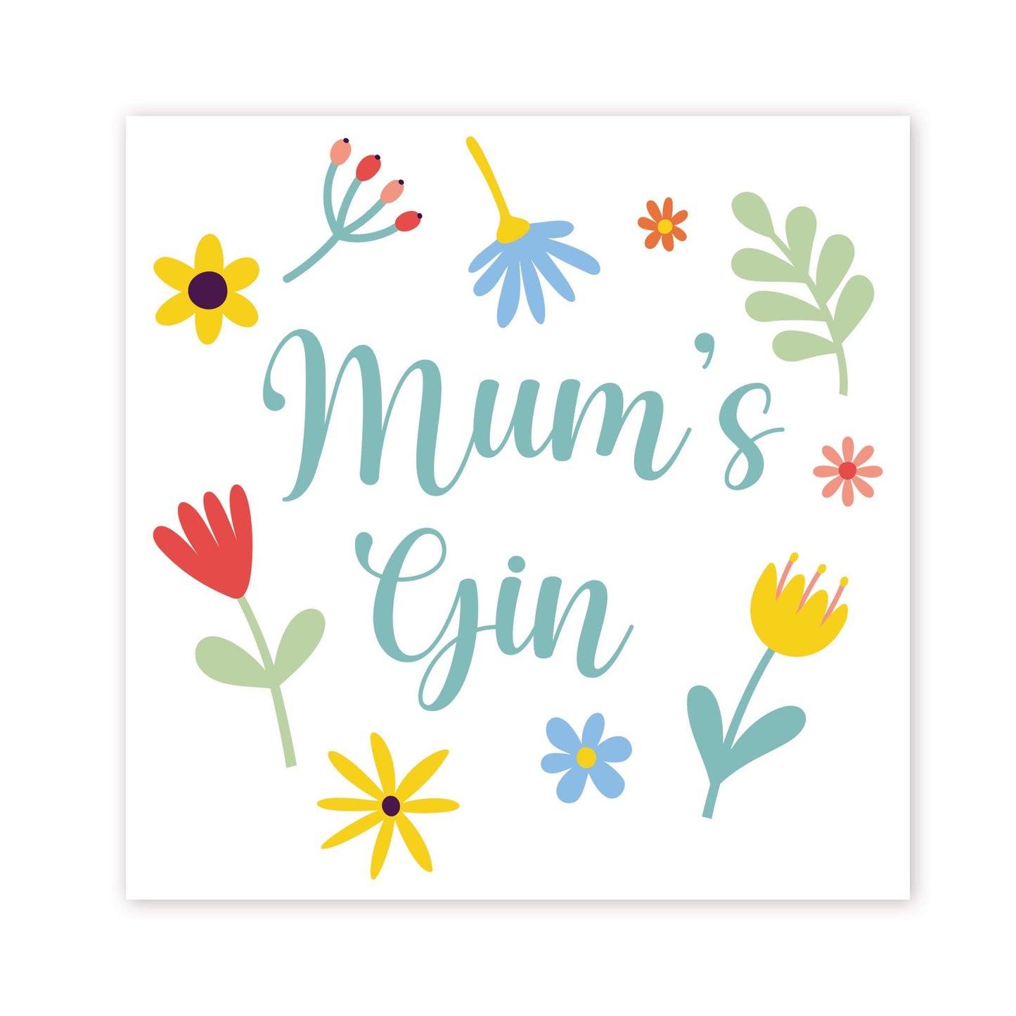 Gift for Mum | Mums Gin Sticker | Floral Vinyl Decal for DIY Gin Glass Mother's Day Present