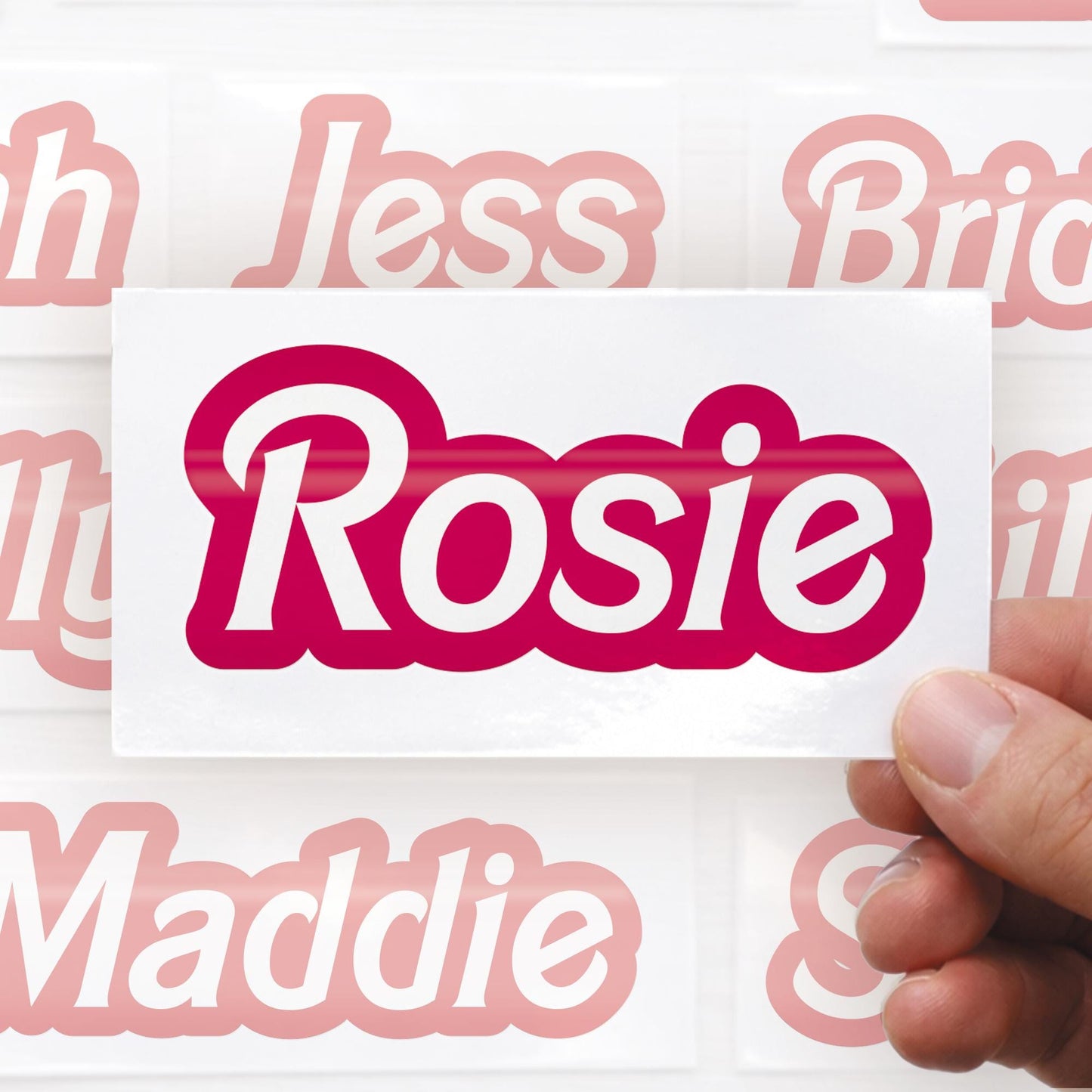 Personalised Pink Name Sticker | Custom Name Decal | Laptop Water Bottle Sticker | Cute Doll Style Name Sticker | Custom Vinyl Name Label