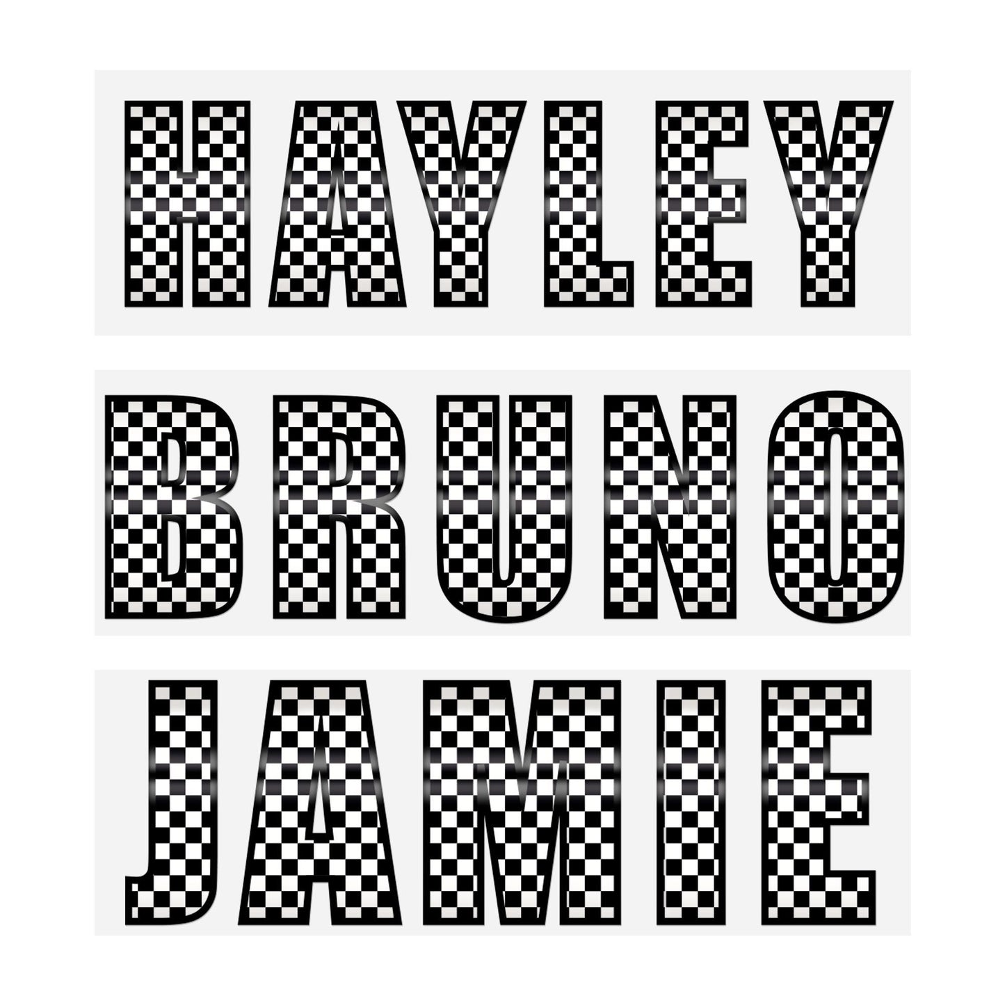 Personalised Name Sticker | Black & White Checkered Custom Vinyl | Alt Skater Aesthetic Waterproof Label for Bottle Lunchbox or Bike