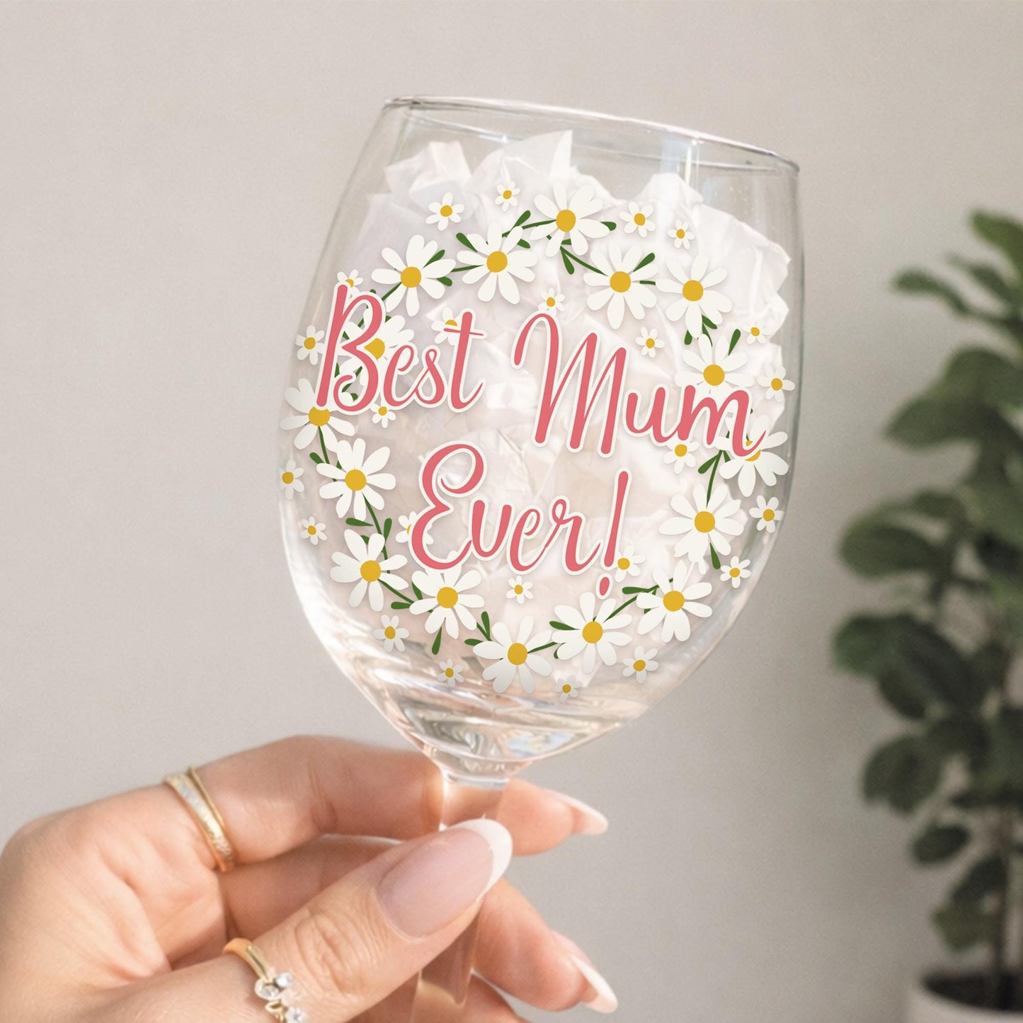Best Mum Ever Glass Sticker | Mum Wine Glass Decal | Mothers Day Gift | Daisy Mum Vinyl Sticker | Gift for Mum