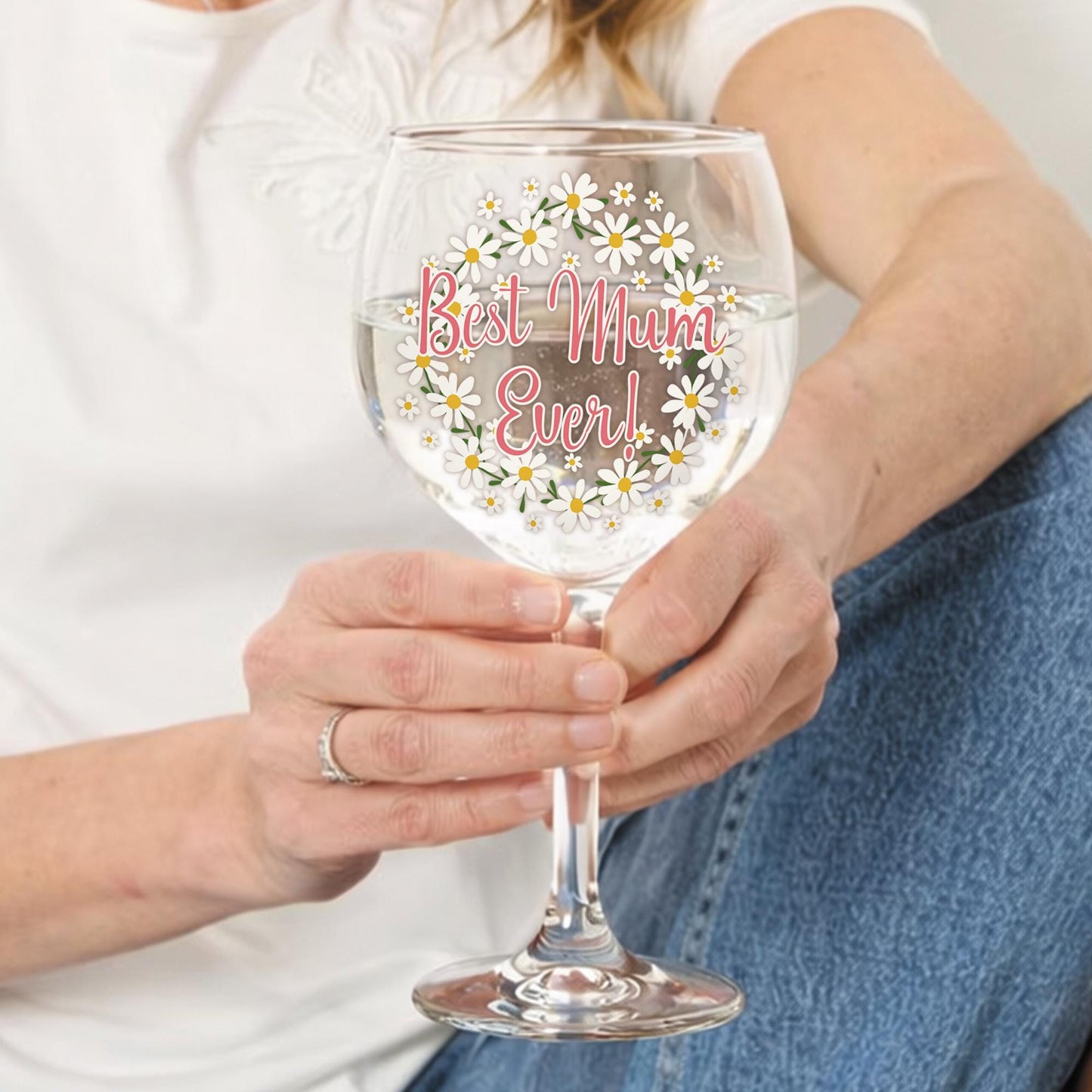 Best Mum Ever Glass Sticker | Mum Wine Glass Decal | Mothers Day Gift | Daisy Mum Vinyl Sticker | Gift for Mum