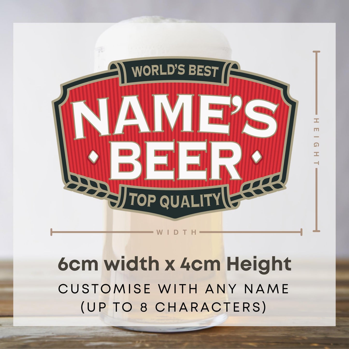 Personalised Beer Glass Sticker | Custom Name Beer Label Decal | Beer Lover Gift | Personalised Bar Sticker | Birthday Glass Gift