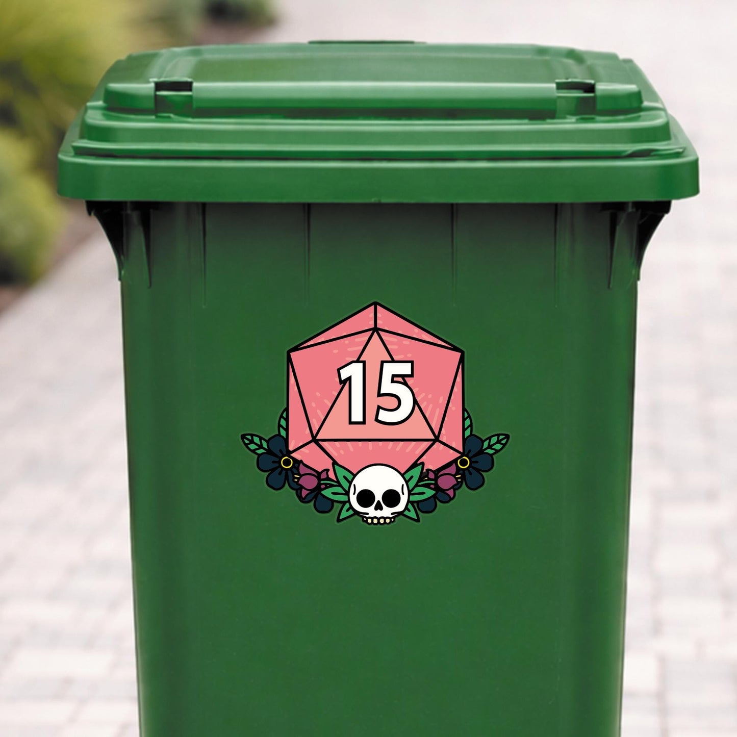 D20 Wheelie Bin Sticker Personalised House Number | Gamer Dice Bin Decal | Custom Wheelie Bin Label | Fantasy RPG House Number Sticker