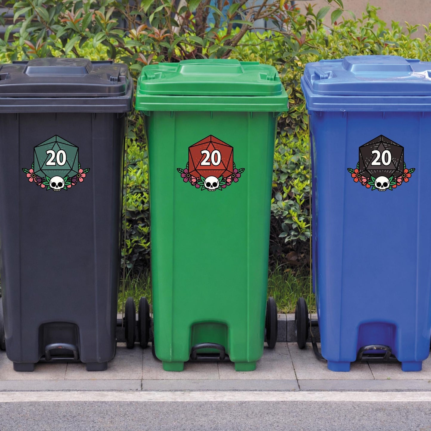 D20 Wheelie Bin Sticker Personalised House Number | Gamer Dice Bin Decal | Custom Wheelie Bin Label | Fantasy RPG House Number Sticker