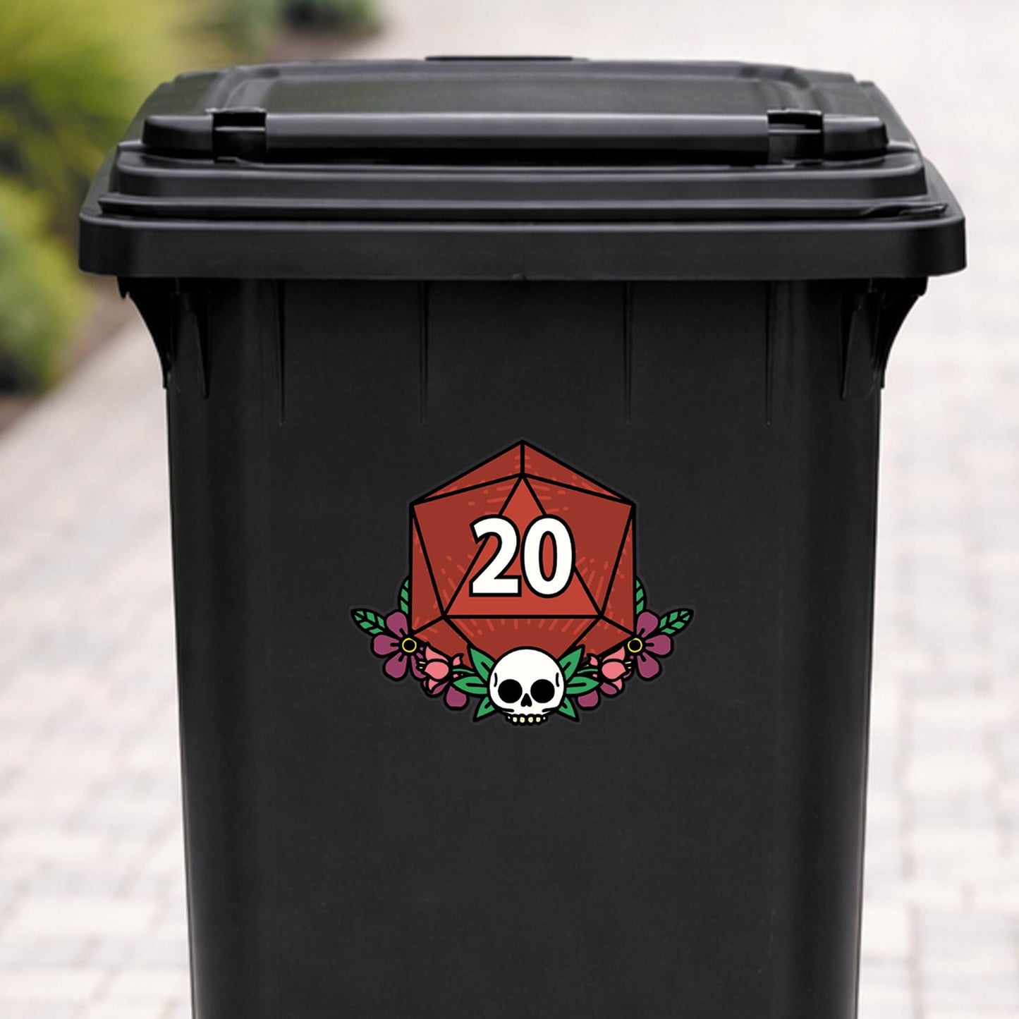 D20 Wheelie Bin Sticker Personalised House Number | Gamer Dice Bin Decal | Custom Wheelie Bin Label | Fantasy RPG House Number Sticker