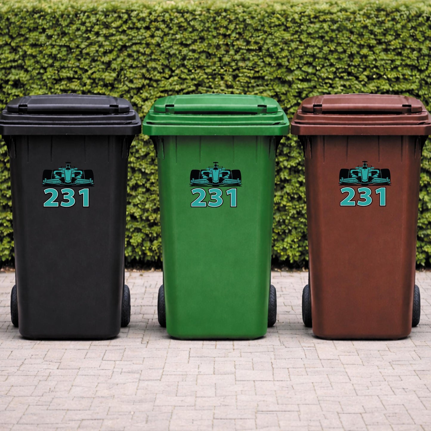 F1 Wheelie Bin Sticker with House Number | Personalised Racing Car Bin Decal | Custom Wheelie Bin Number Sticker | F1 Fan Gift