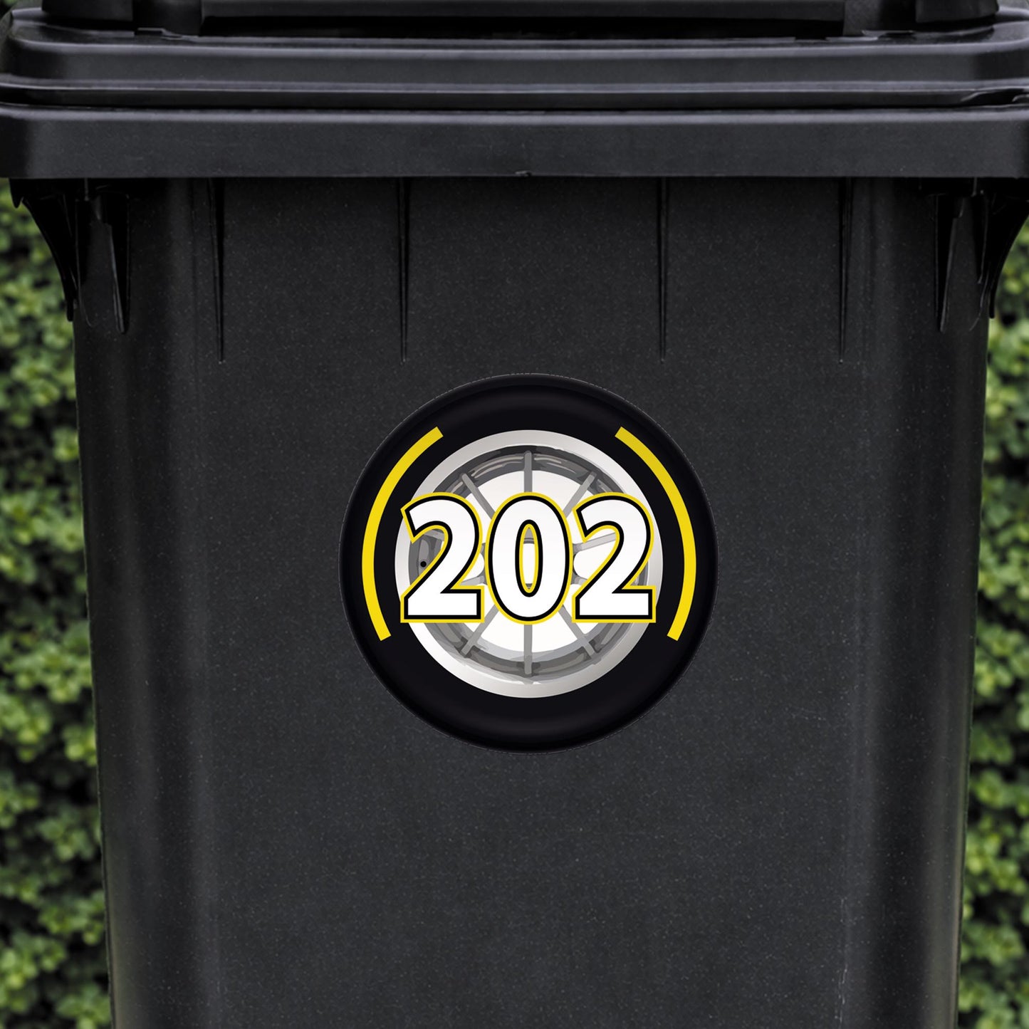 F1 Racing Tyre Wheelie Bin Number Sticker | Custom House Number Bin Decal | Formula 1 Wheel Bin Label | Personalised Wheelie Bin Sticker