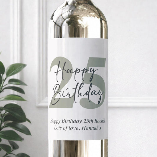 Personalised Birthday Wine Bottle Label | Custom Age & Message | Milestone 18th 21st 30th 40th 50th 60th | Modern Minimal Wine Sticker