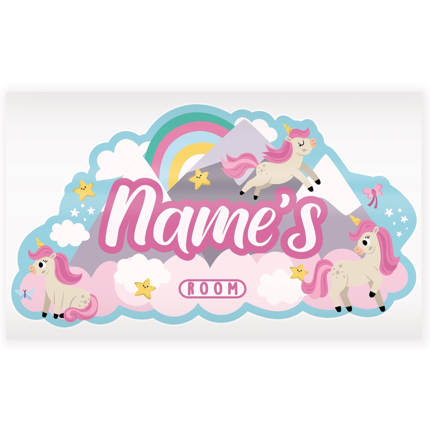 Personalised Unicorn Name Wall Sticker | Girls Bedroom Decal | Rainbow Unicorn Nursery Decor | Custom Kids Room Name Sign | Vinyl Wall Art
