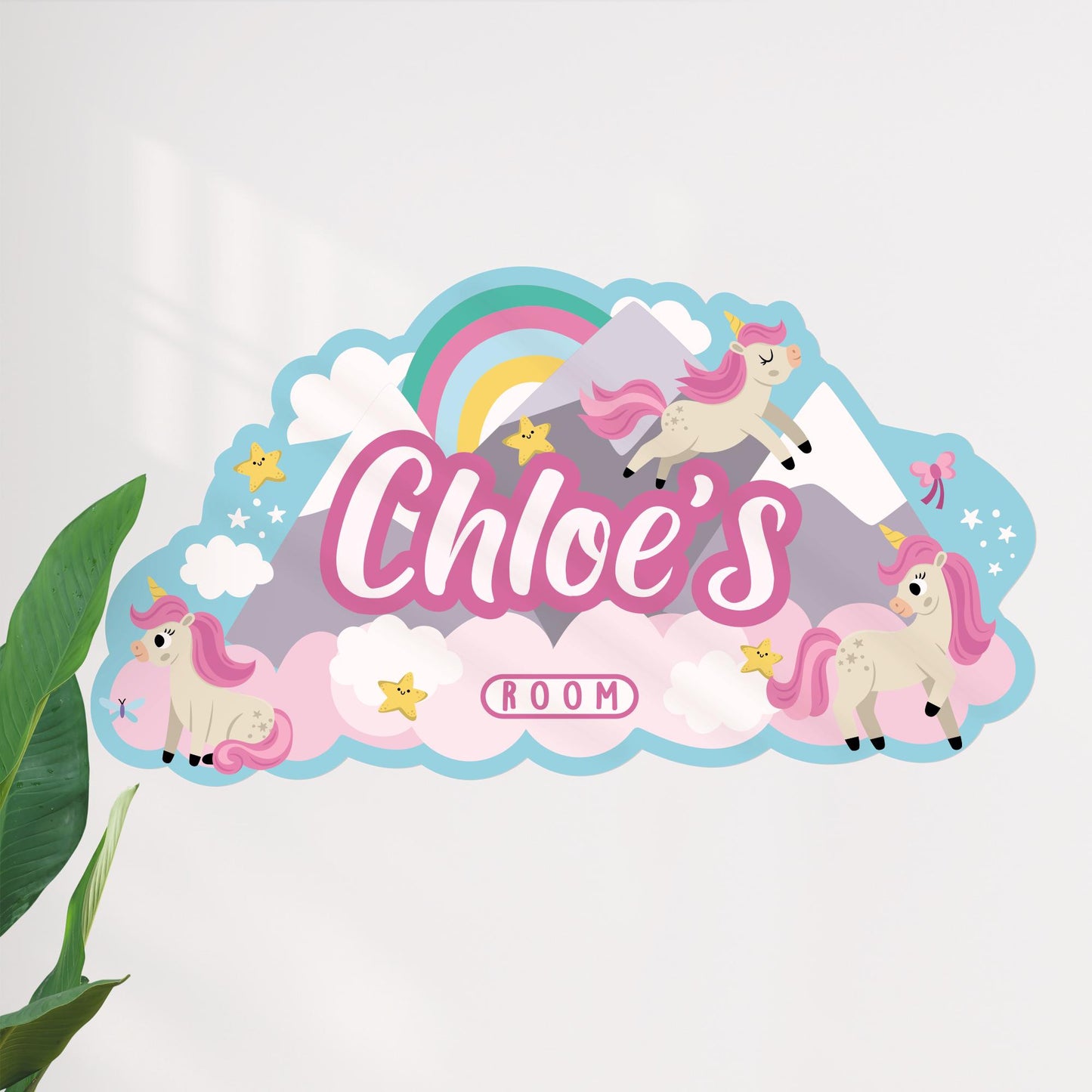 Personalised Unicorn Name Wall Sticker | Girls Bedroom Decal | Rainbow Unicorn Nursery Decor | Custom Kids Room Name Sign | Vinyl Wall Art