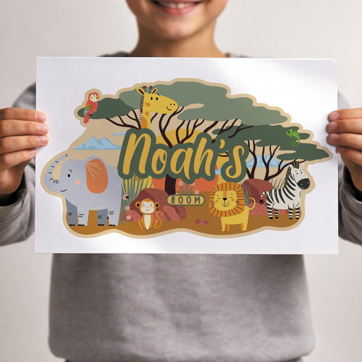 Personalised Safari Nursery Decal | Jungle Animal Name Sticker | Custom Kids Bedroom Wall Sticker | Baby Room Decor | Safari Wall Art