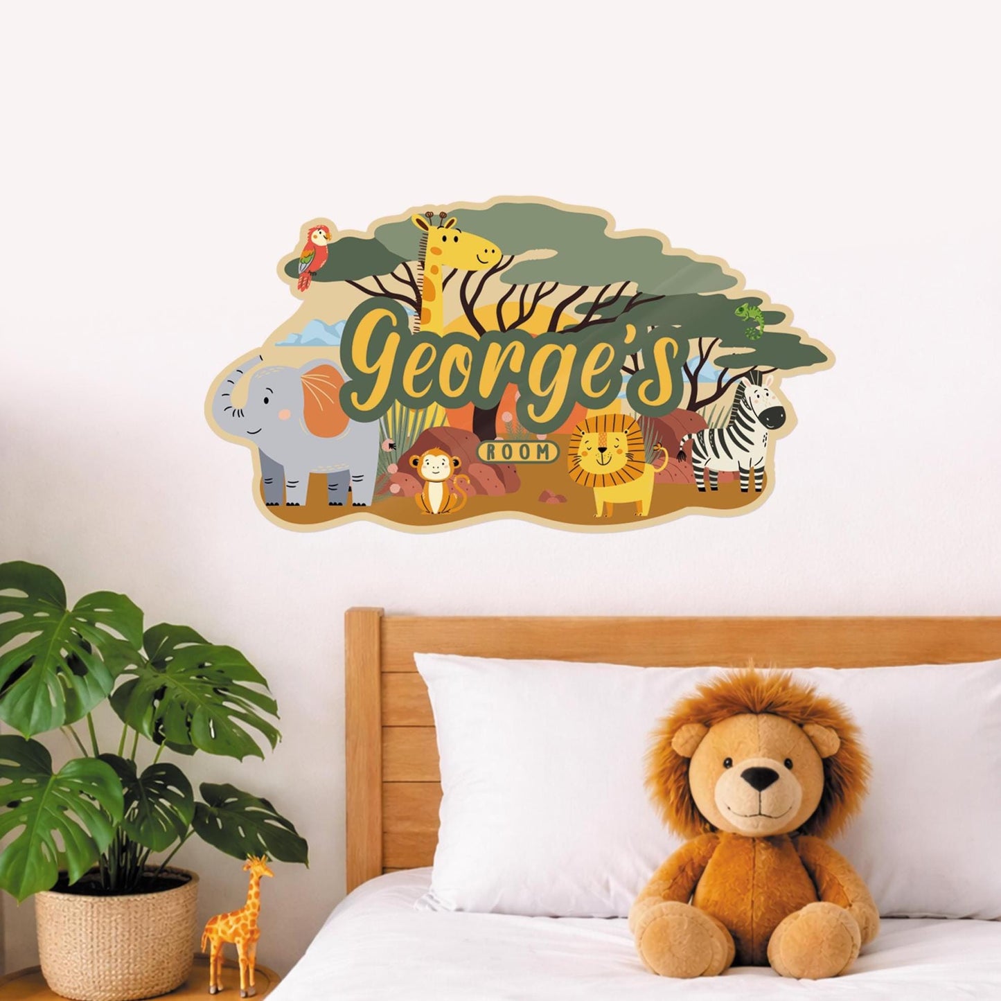 Personalised Safari Nursery Decal | Jungle Animal Name Sticker | Custom Kids Bedroom Wall Sticker | Baby Room Decor | Safari Wall Art