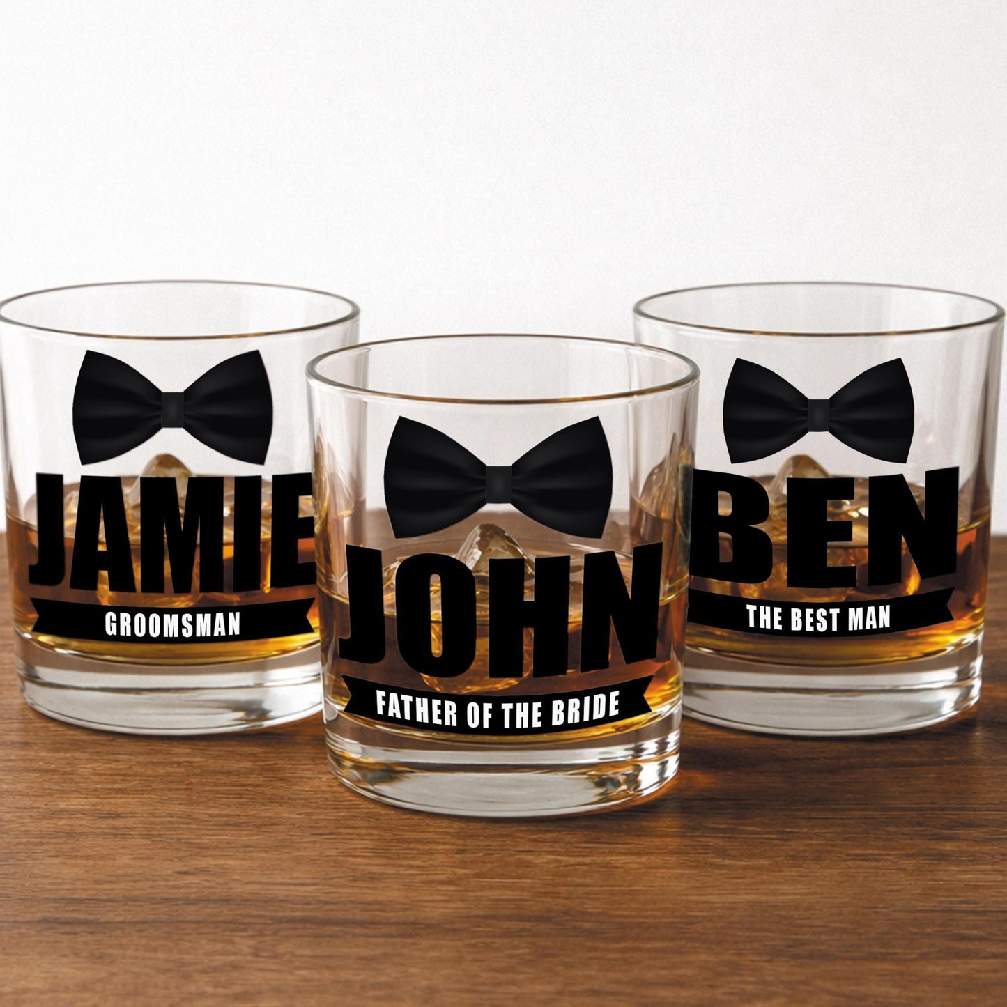 Personalised Wedding Role Vinyl Decal | Custom Groomsmen Whiskey Glass Sticker | Gift for Best Man & Groomsmen | Wedding Glass Bow Tie Decal