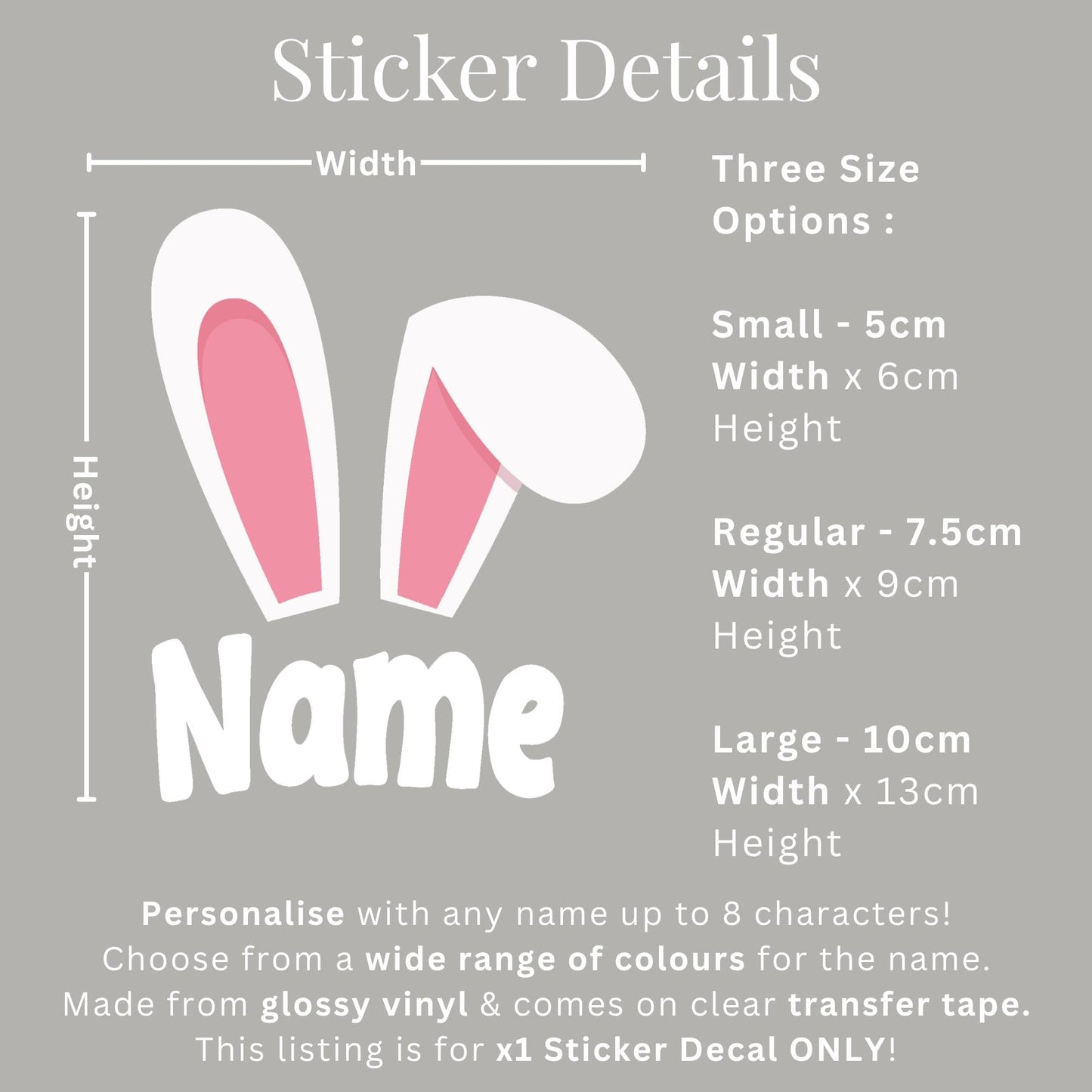 Personalised Easter Bunny Ears Sticker | Custom Name Easter Basket Decal | Kids Easter Gift Sticker | Egg Hunt Bucket Vinyl Label