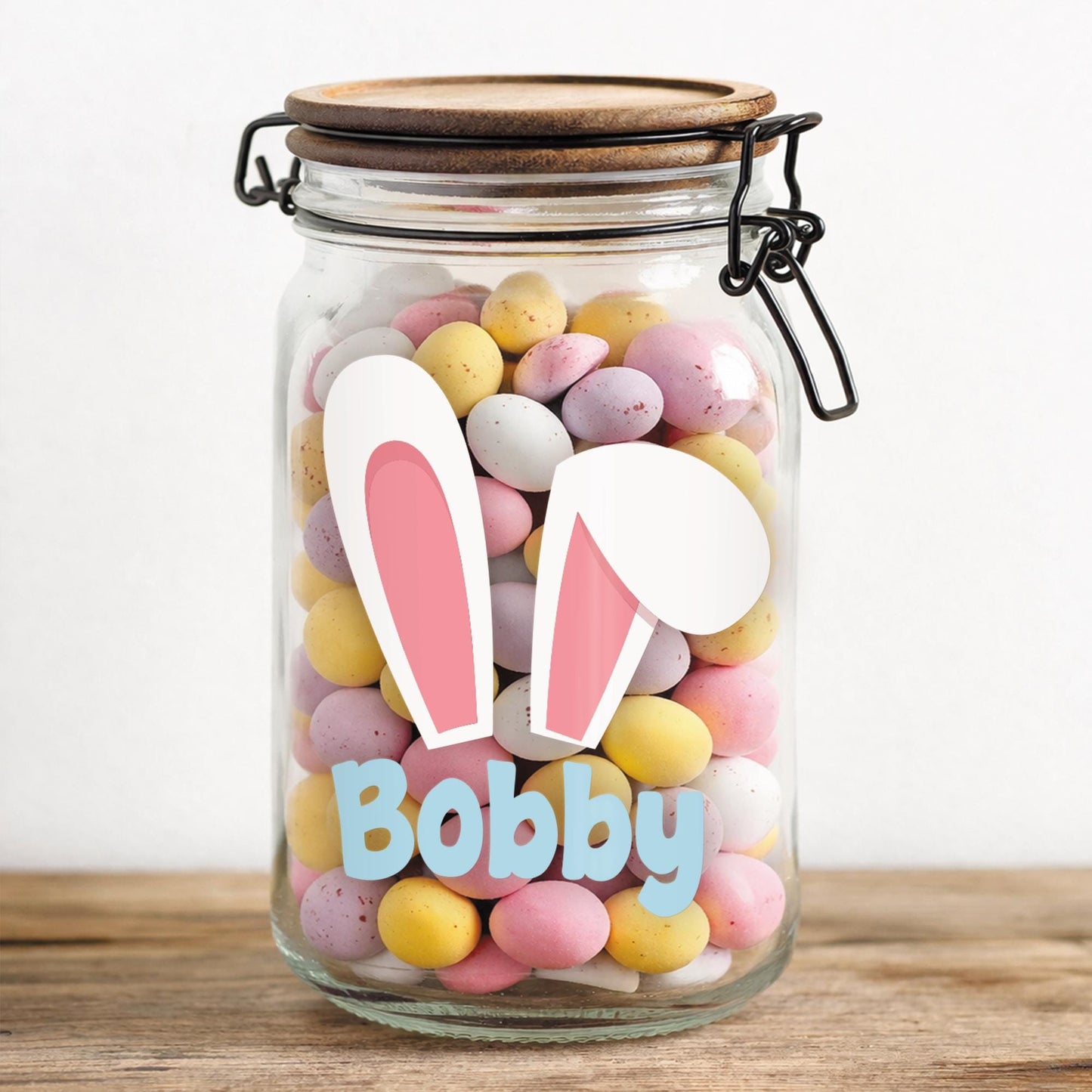 Personalised Easter Bunny Ears Sticker | Custom Name Easter Basket Decal | Kids Easter Gift Sticker | Egg Hunt Bucket Vinyl Label