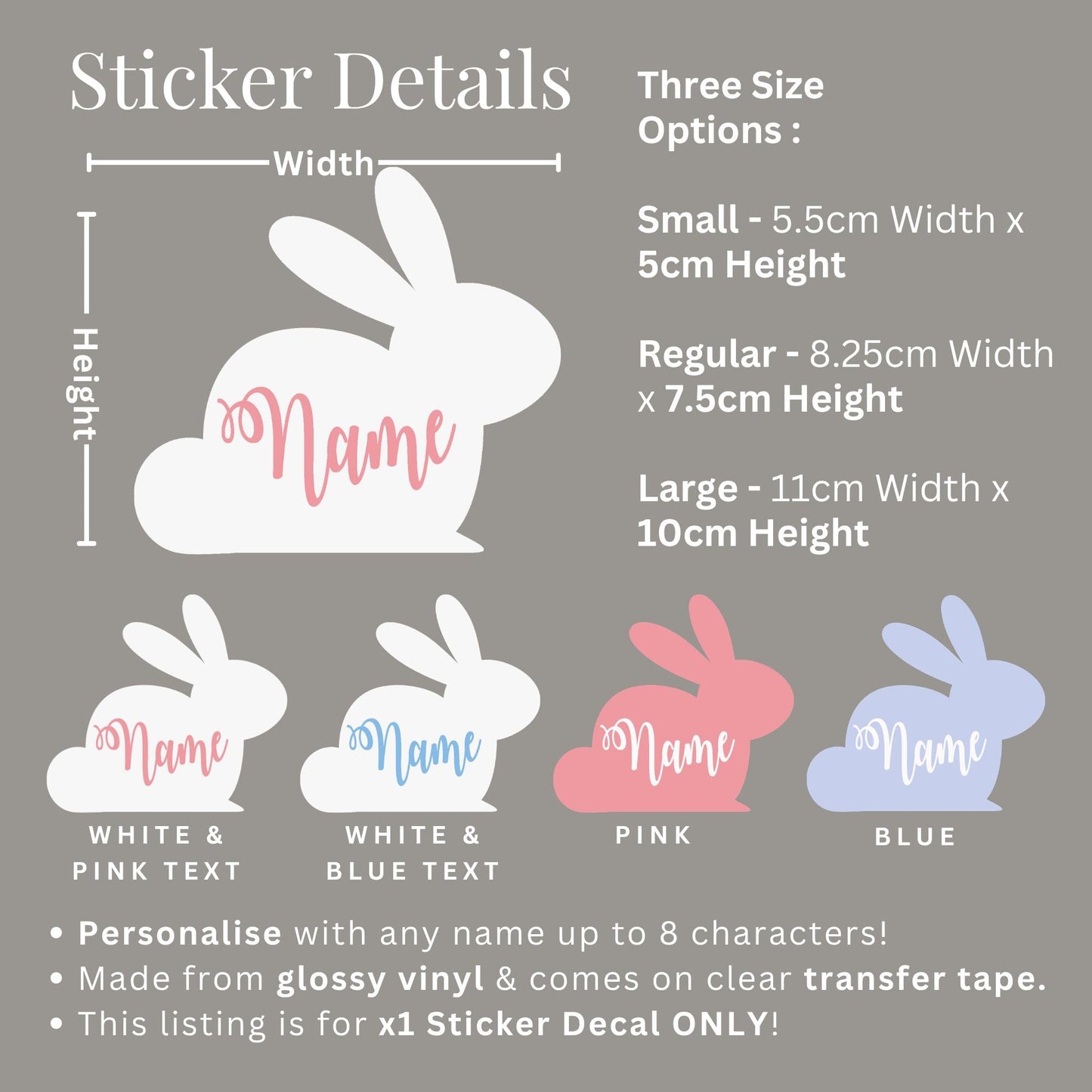Personalised Easter Bunny Silhouette Sticker | Custom Name Bunny Decal | Easter Basket Name Sticker | Easter Gift Label