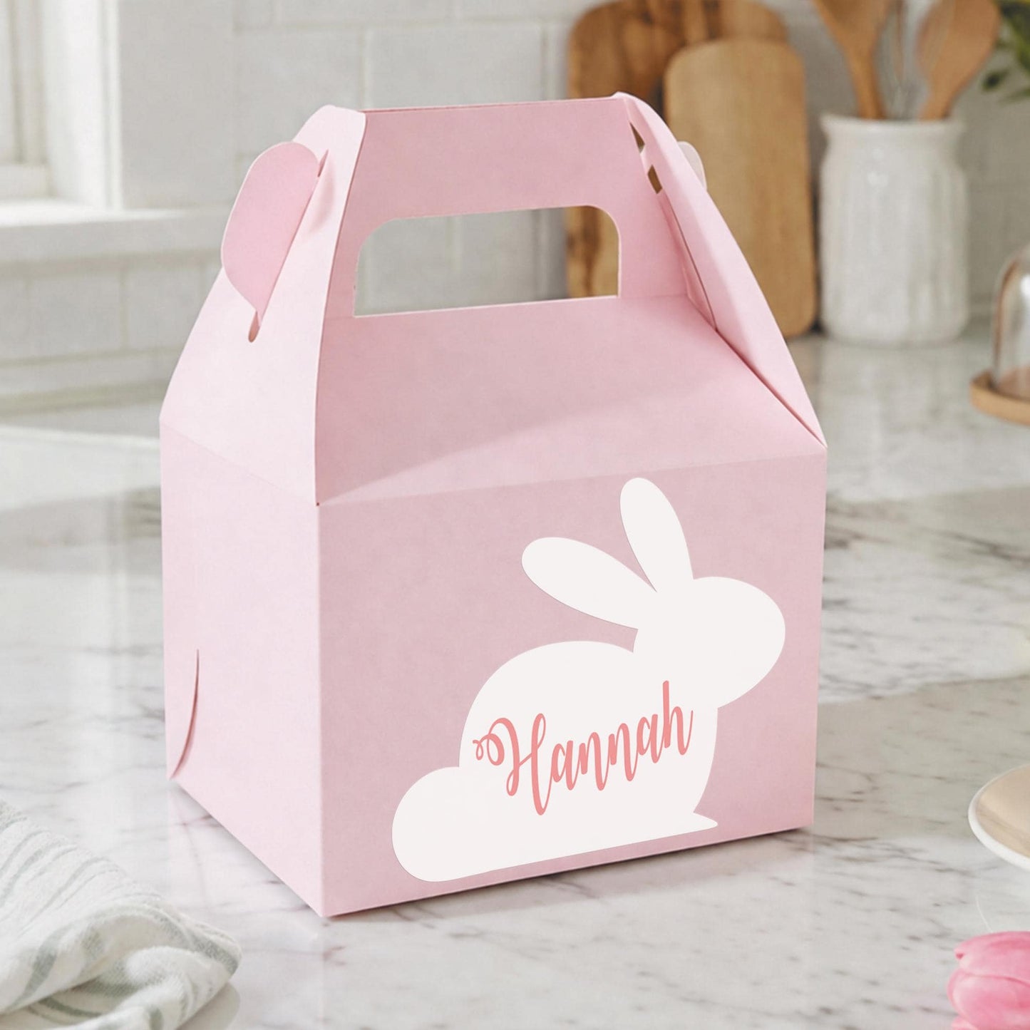 Personalised Easter Bunny Silhouette Sticker | Custom Name Bunny Decal | Easter Basket Name Sticker | Easter Gift Label