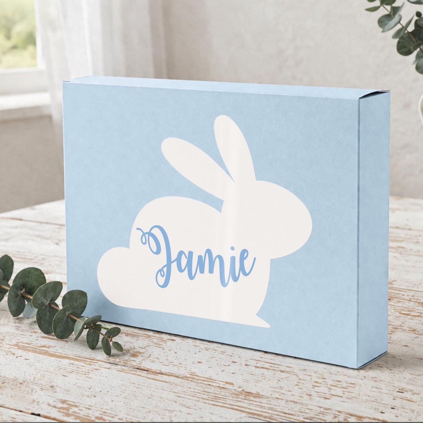 Personalised Easter Bunny Silhouette Sticker | Custom Name Bunny Decal | Easter Basket Name Sticker | Easter Gift Label