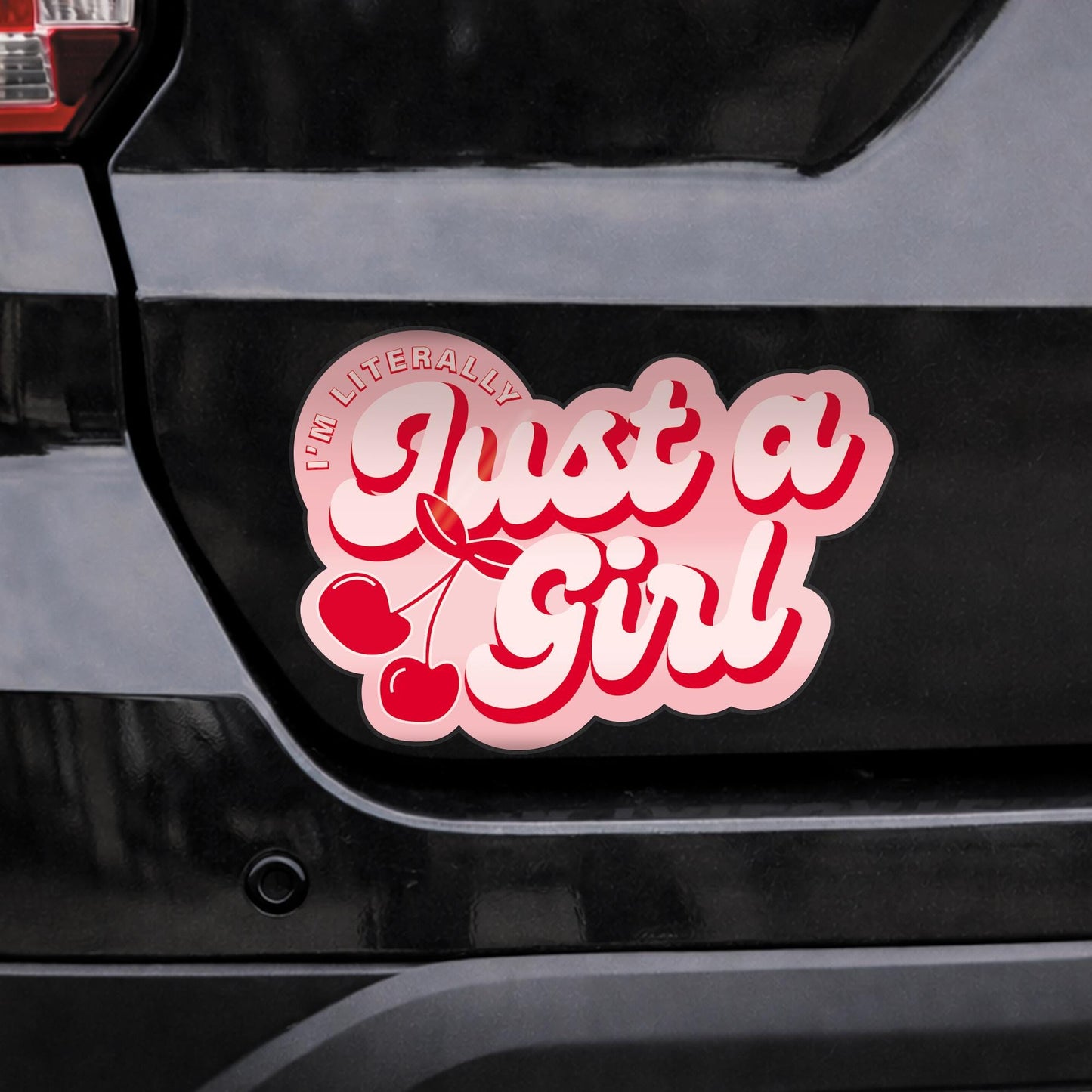 Just A Girl Car Sticker | Cherry Car Decal | Funny Bumper Sticker | Y2K Pink Vinyl Car Window Decal | Cute Girly Car Accessory For Her