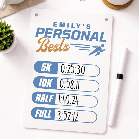 Personalised Running Personal Best Tracker | Custom PB Display Board | 5K | 10K | Half Marathon | Full Marathon Tracker | Runner Gift