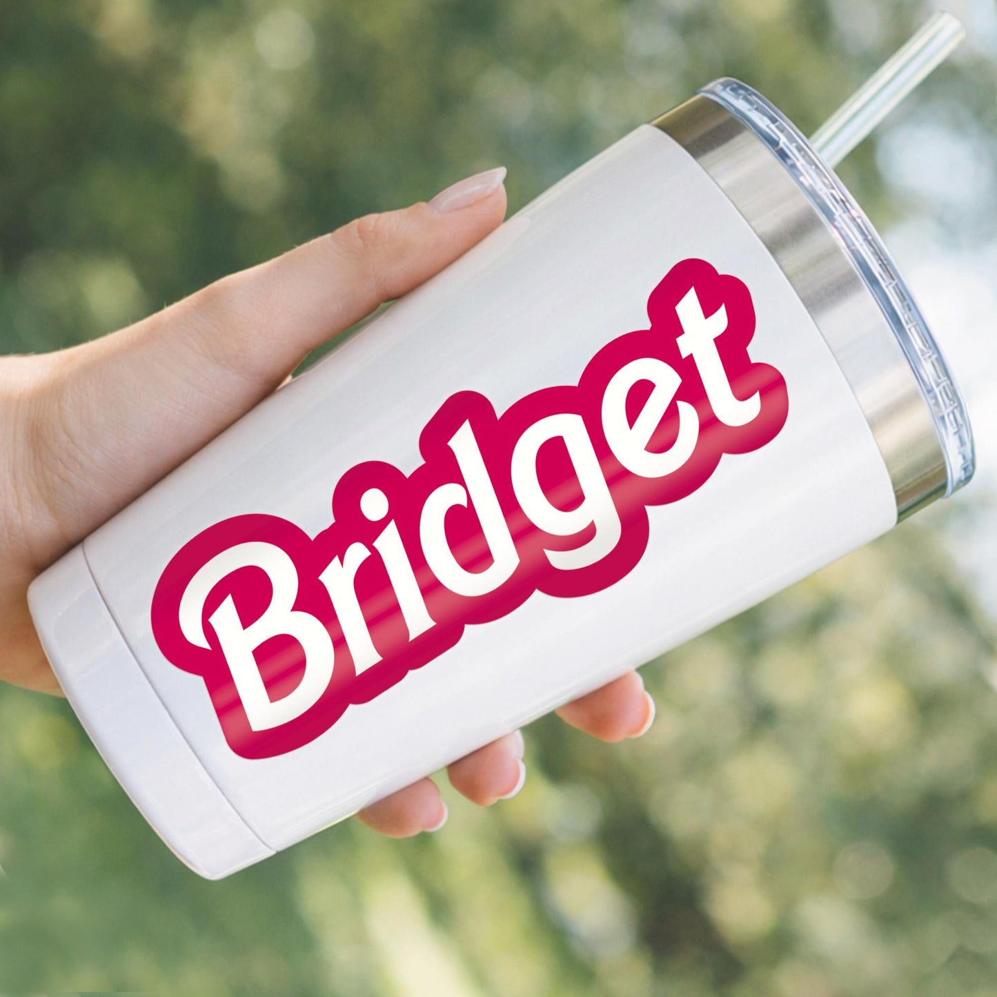 Personalised Pink Name Sticker | Custom Name Decal | Laptop Water Bottle Sticker | Cute Doll Style Name Sticker | Custom Vinyl Name Label