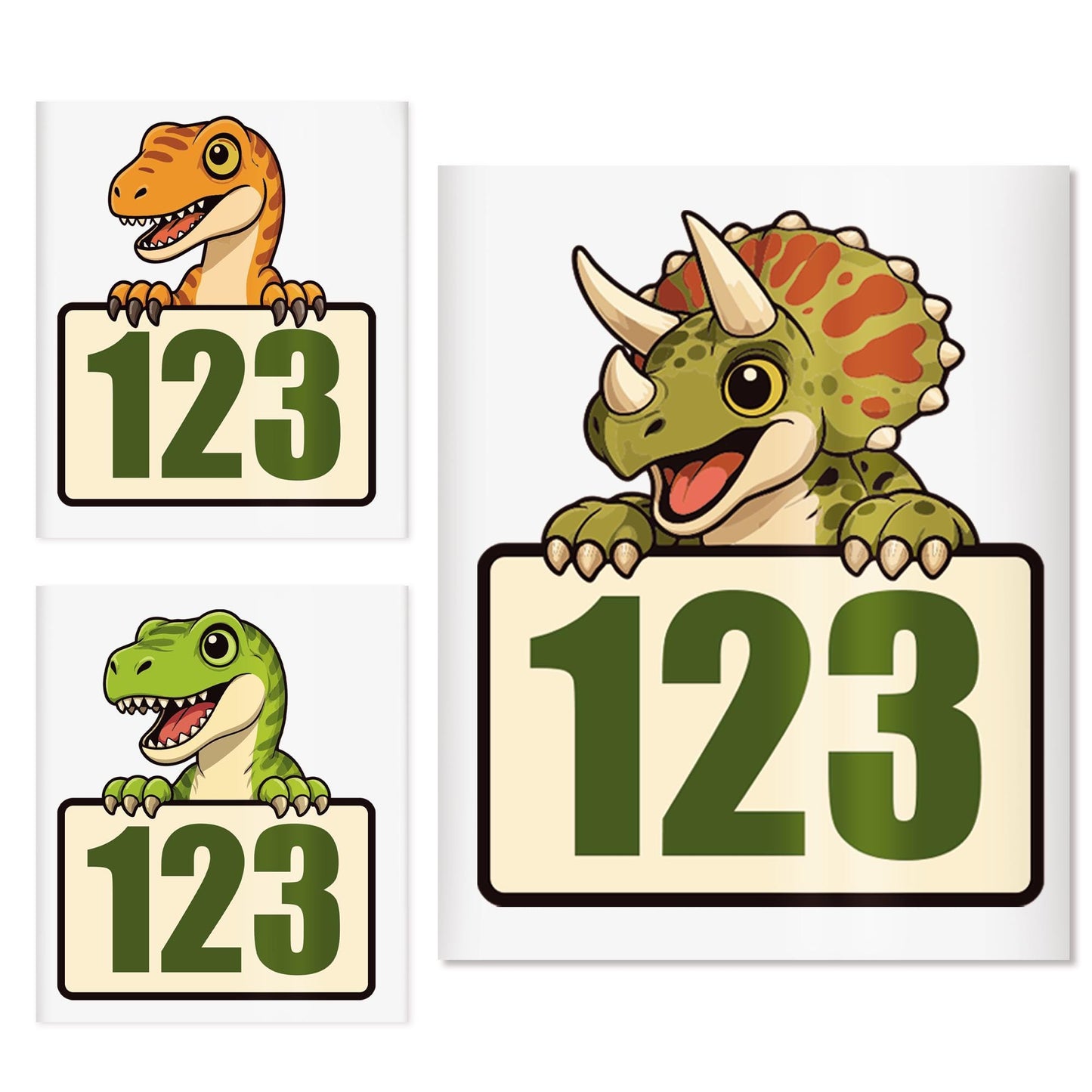 Personalised Dinosaur Wheelie Bin Sticker | Custom House Number Bin Decal | Waterproof Cartoon T-Rex Triceratops Velociraptor Bin Label