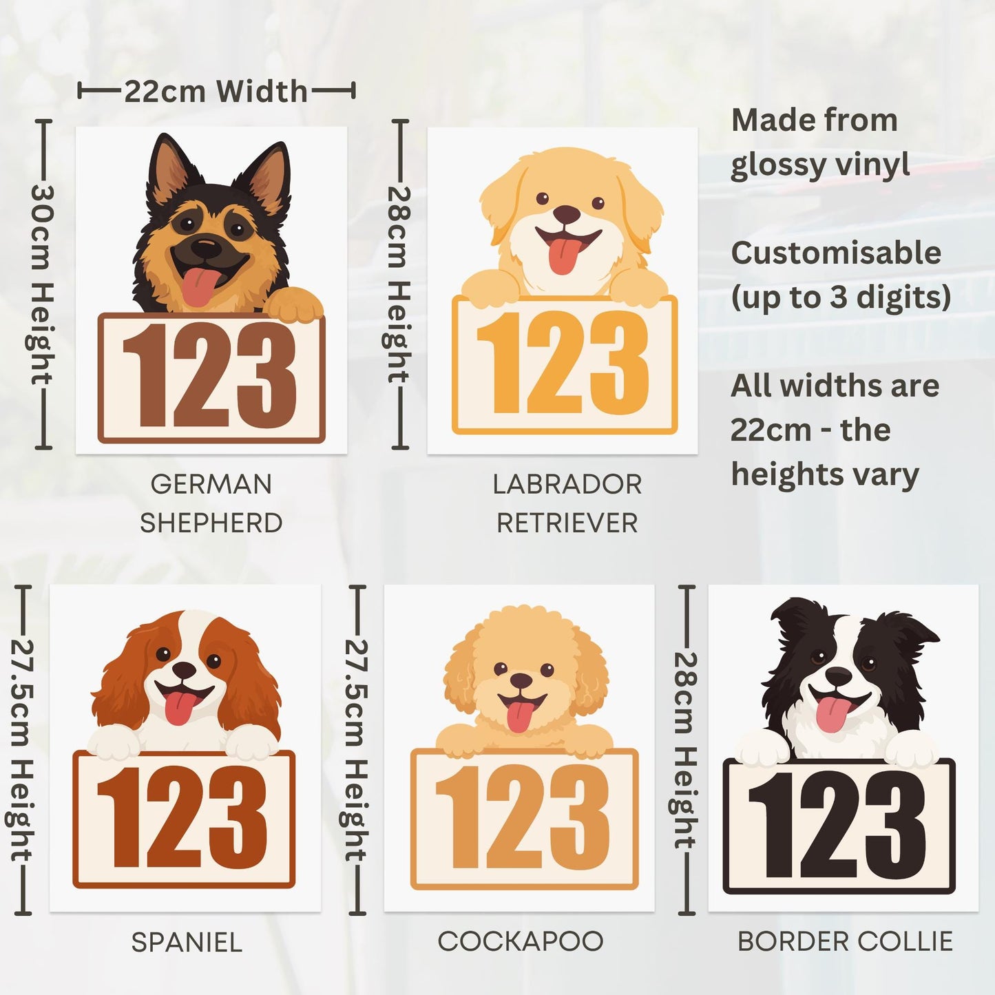 Personalised Cartoon Dog Wheelie Bin Sticker | Custom House Number Bin Decal | Cute Pet Bin Label | Outdoor Waterproof Vinyl Sticker