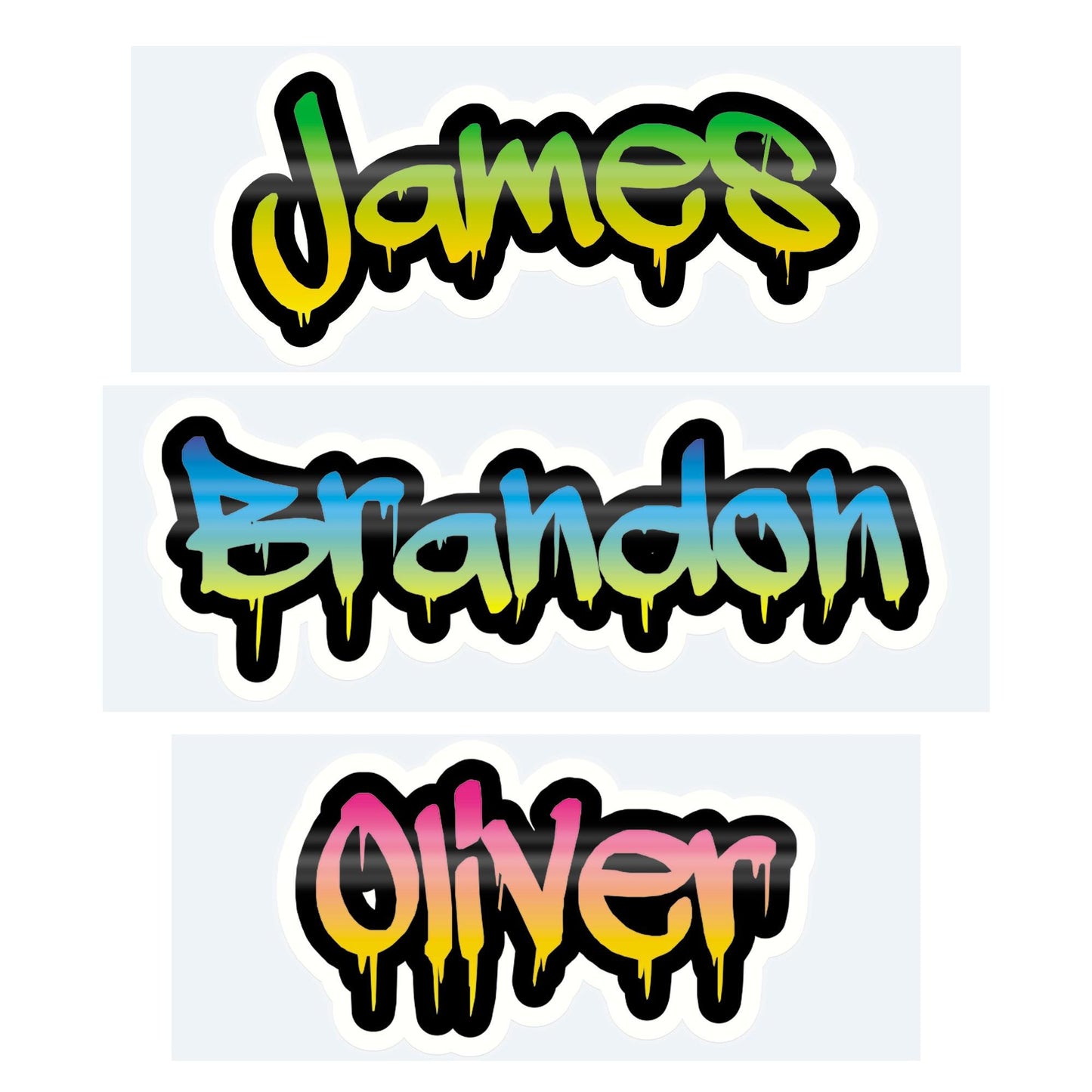 Personalised Graffiti Drip Script Name Sticker | Custom Vinyl Name Decal | Waterproof Kids Name Sticker | Bottle Laptop Bike Helmet Sticker