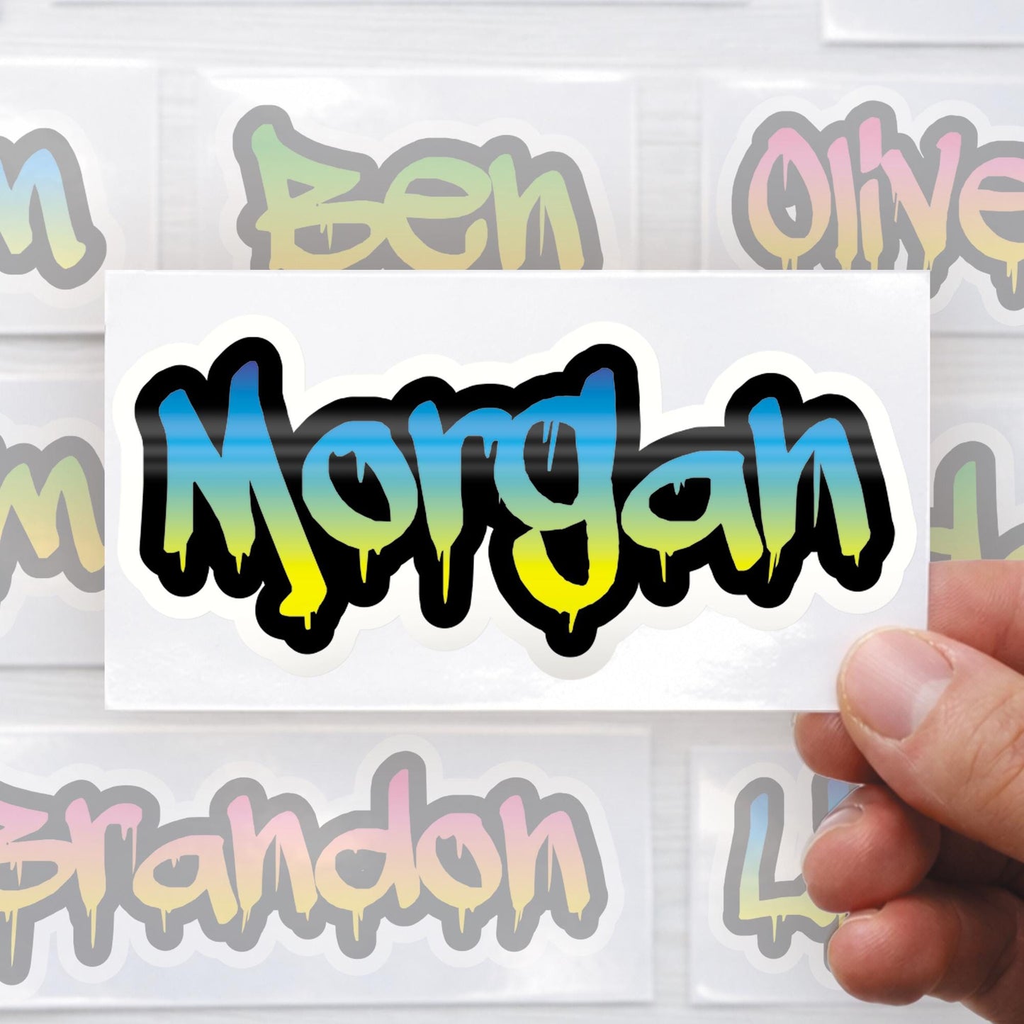 Personalised Graffiti Drip Script Name Sticker | Custom Vinyl Name Decal | Waterproof Kids Name Sticker | Bottle Laptop Bike Helmet Sticker