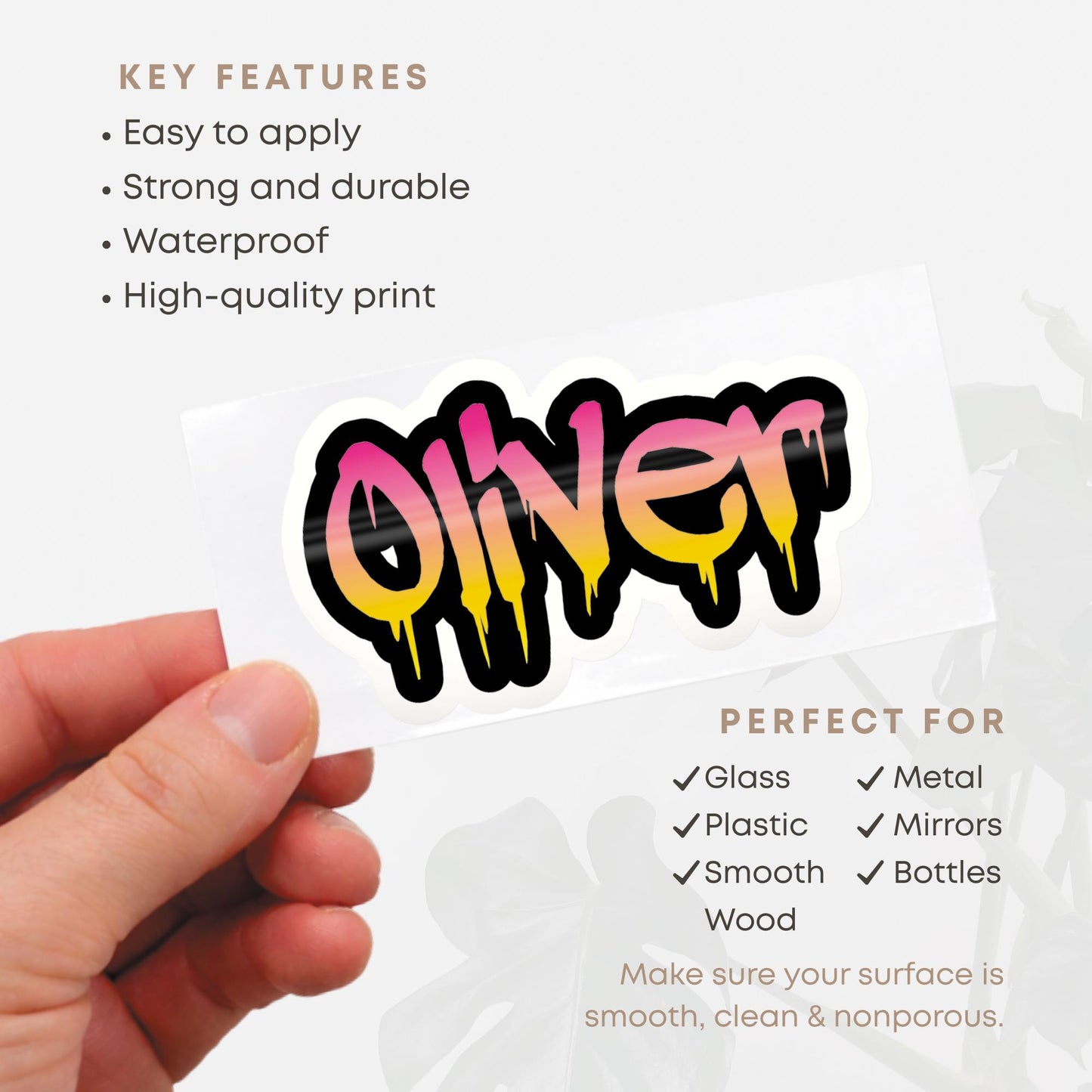 Personalised Graffiti Drip Script Name Sticker | Custom Vinyl Name Decal | Waterproof Kids Name Sticker | Bottle Laptop Bike Helmet Sticker